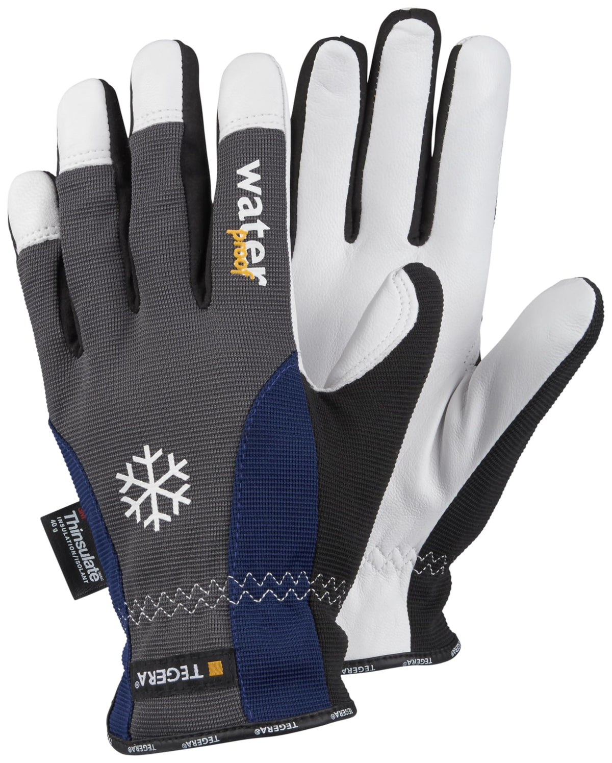 Ejendals 295-9 Size 9 "Tegera 295" Leather Glove - Grey/Blue/White