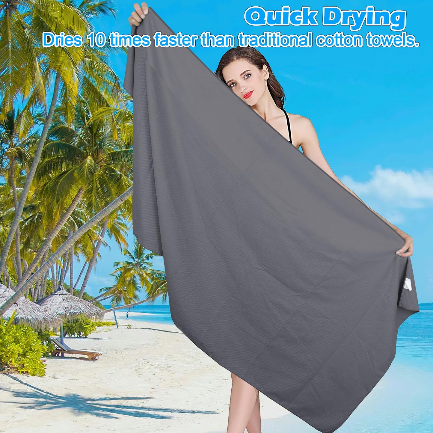 Zocipro Microfibre Beach Towel for Adults, 180x80cm with Mesh Bag