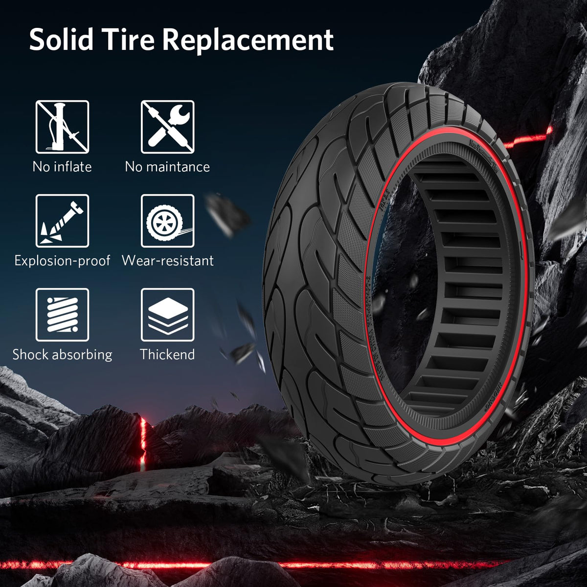 OUXI 2 Pack 10 x 2.5 Solid Tyre,10 inches 60/70-6.5 Solid Tyre Puncture Proof Electric Scooter Tyres Replacement Wheel for Ninebot Max G30P G30LP