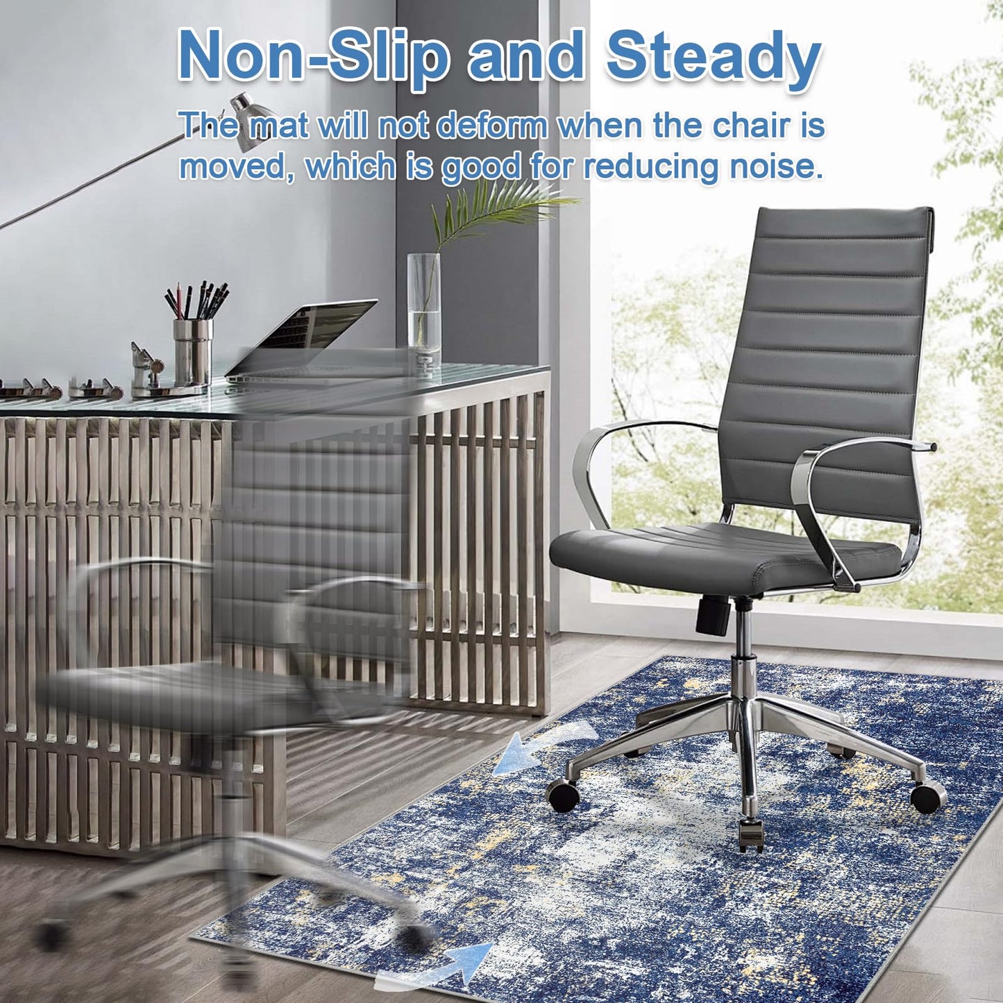 Capslpad Office Chair Mats for Hardwood Floor 90x120cm Non-Slip Modern Abstract Home Multi Purpose Chair Mat Low Pile Floor Protectors Computer Chair
