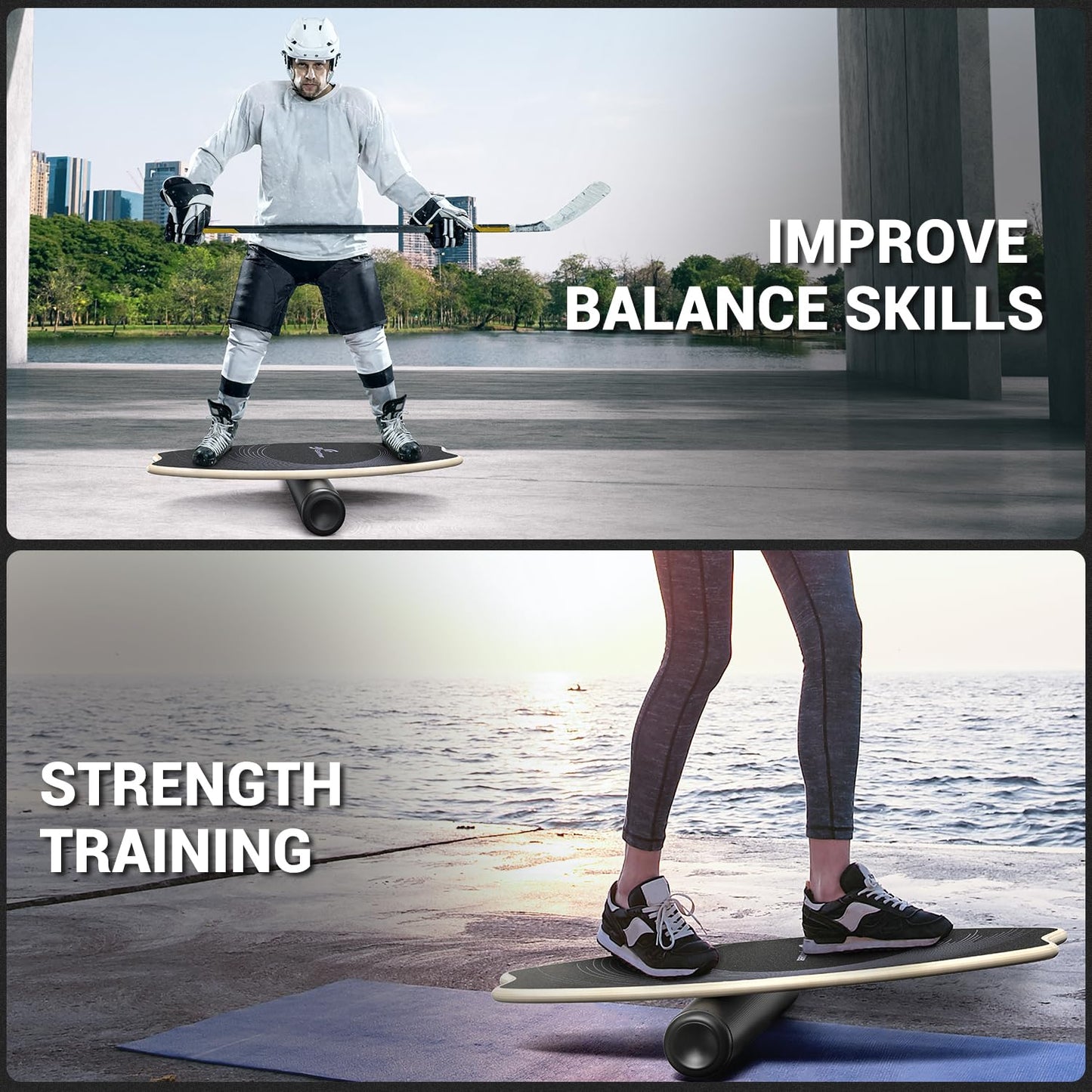 Sportneer Balance Board indoor board skateboard, indoor surfboard trick board and balance board for children and adults