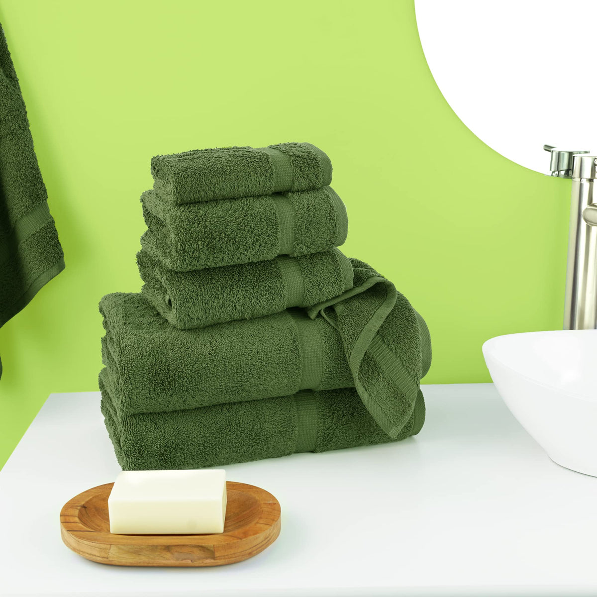 Chakir Turkish Linens Luxury Spa and Hotel Quality Premium Turkish Cotton 6-Piece Towel Set (2 x Bath Towels, 2 x Hand Towels, 2 x Washcloths)