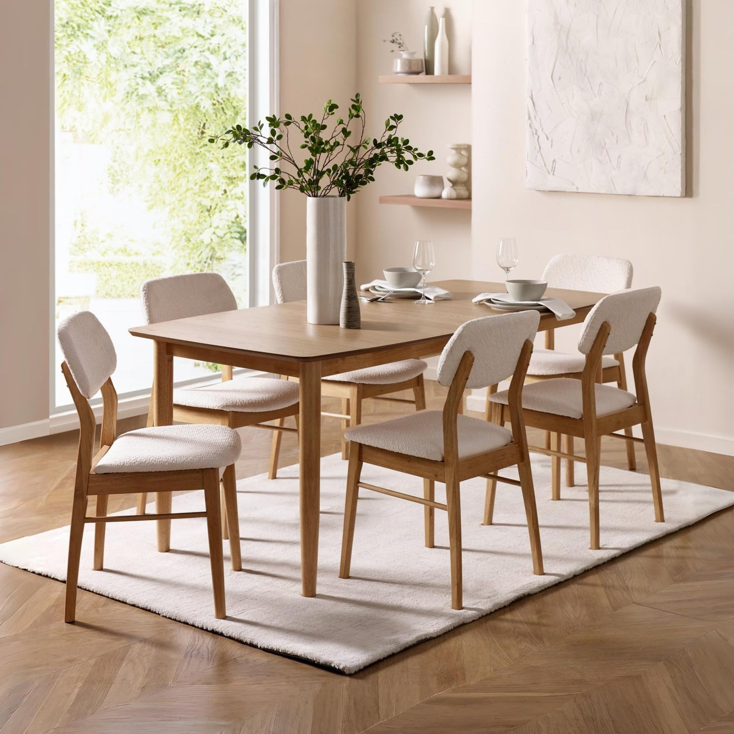 Julian Bowen Theia Dining Chairs, Set of 2, White Bouclé - H85 x D52cm