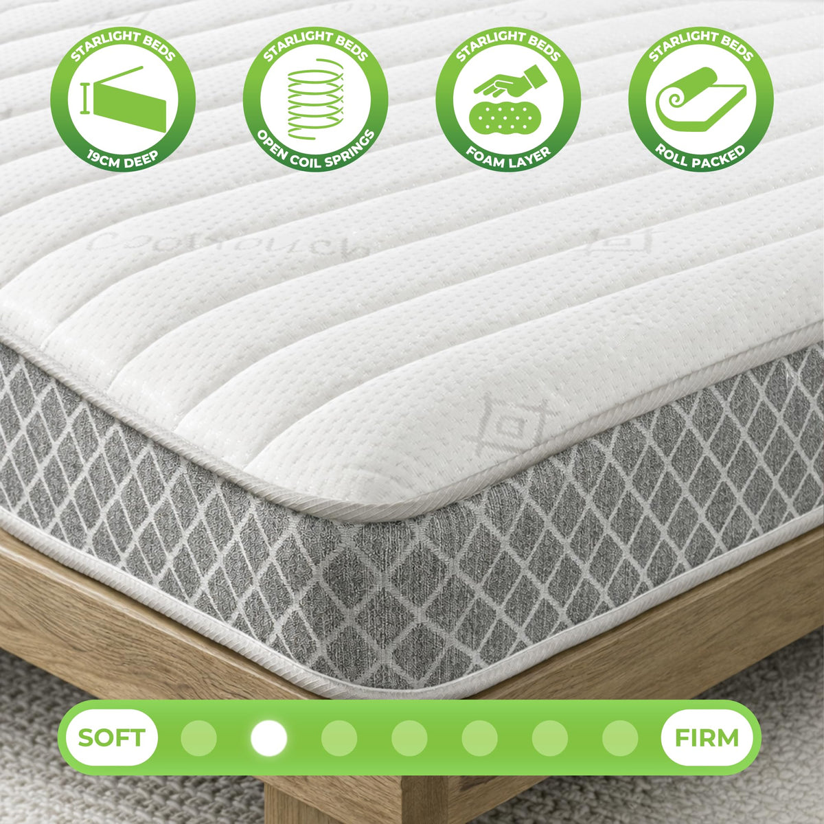 Starlight Beds Nebraska Grey Small Single Mattress - 2ft6 x 6ft3