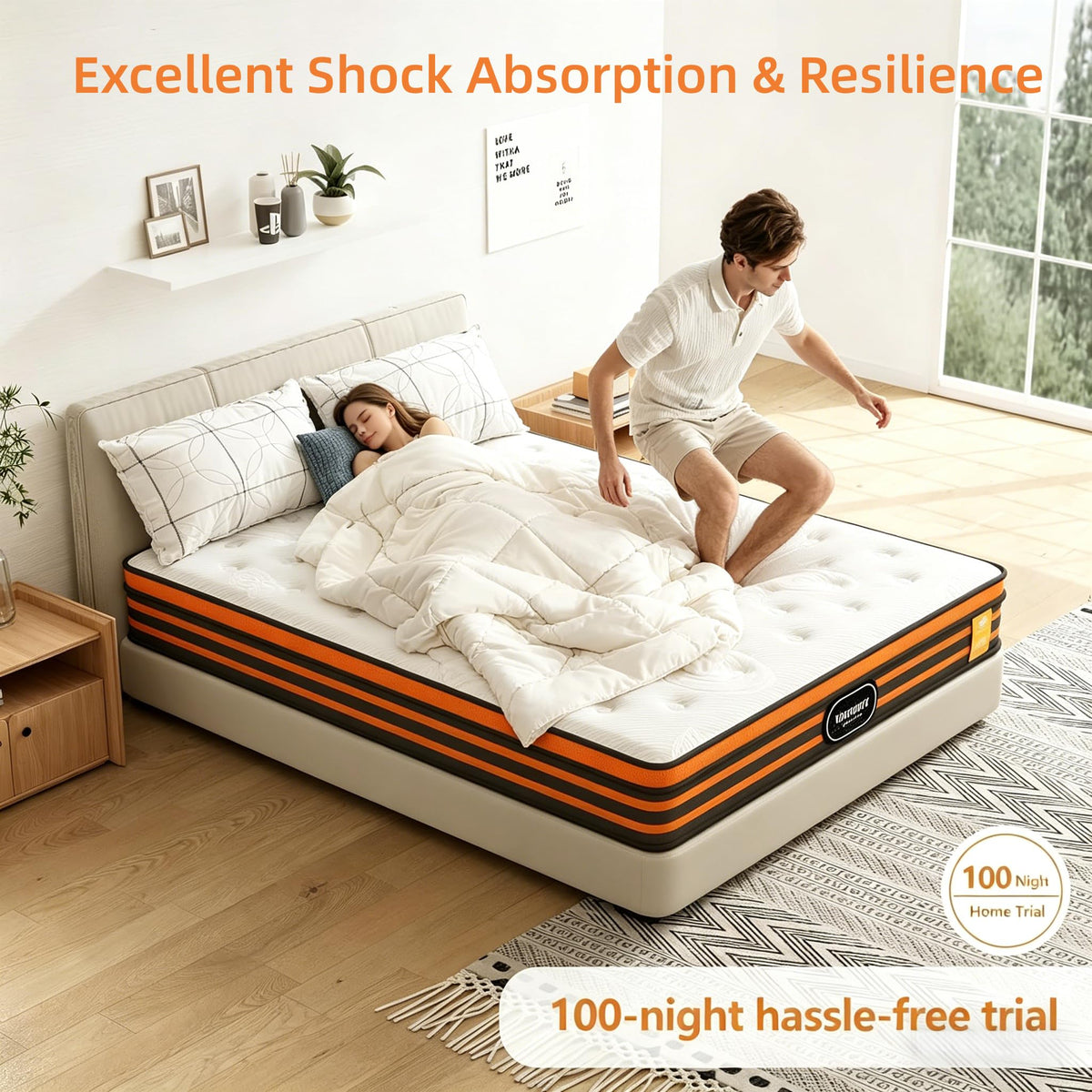 SCEPKN 4FT Small Double Mattresses,10Inch Gel Memory Foam Mattresses Hybrid