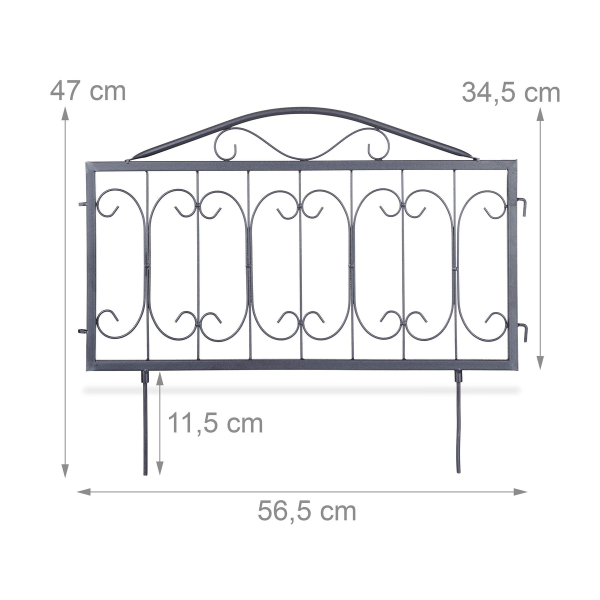 Relaxdays Goth Set of 4 Metal Garden Panels, Nostalgic Style, Yard Fence for Inserting, 33 x 56.5 cm, Blacks, 1.5x225x47 cm