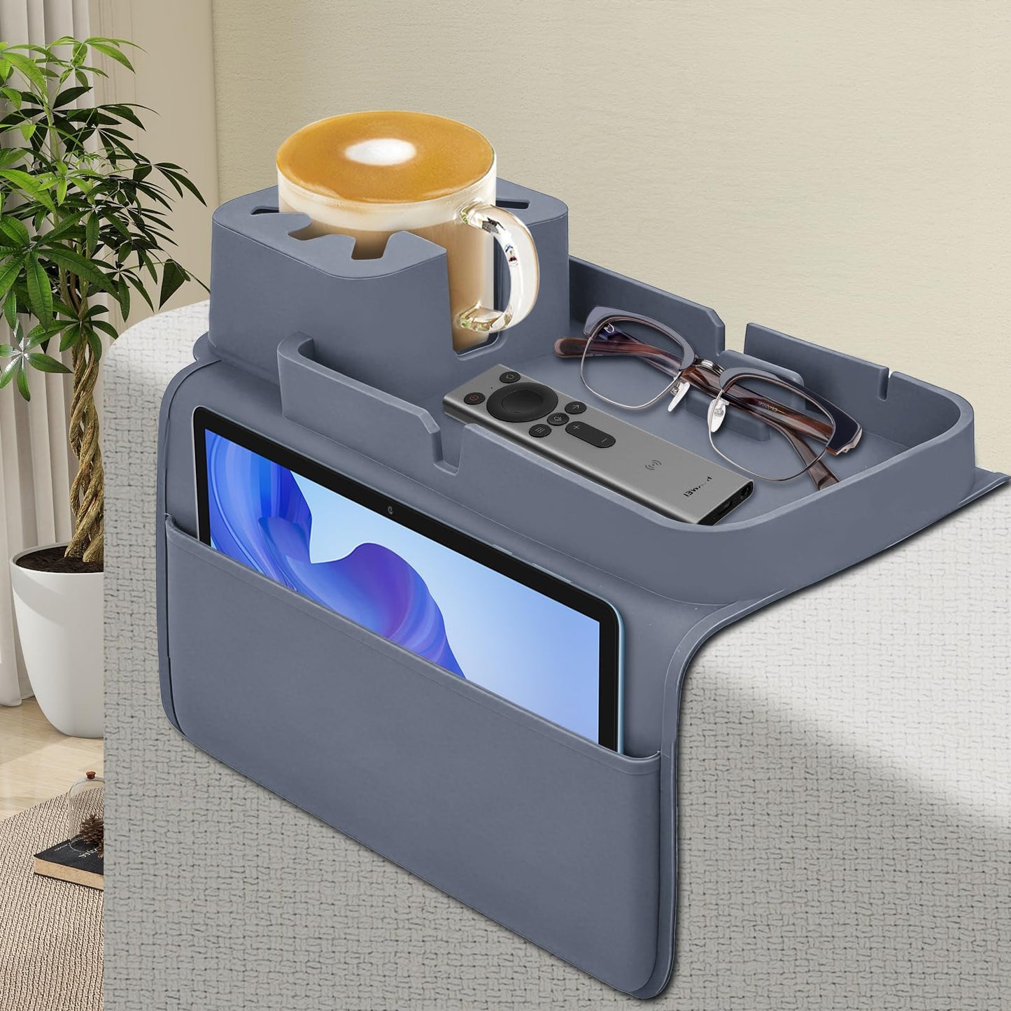 Foyucool Silicone Sofa Arm Tray, Anti-Slip Couch Cup Holder & Sofa Caddy