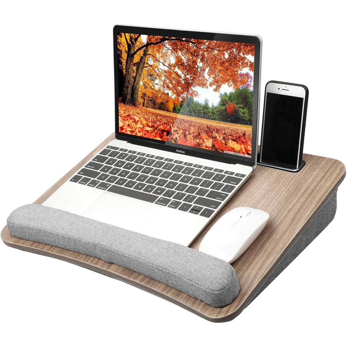HUANUO Laptop Trays - Portable Lap Desk with Pillow Cushion, Fits up to 15.6 inch Laptop, with Anti-Slip Strip & Storage Function for Home Office