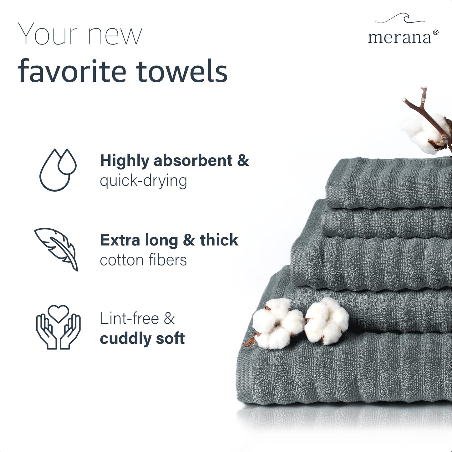 Merana OSLO towel set | quick-drying, soft & lint-free | terry luxury quality | 100% cotton terrycloth | OEKO-TEX | 590 GSM | guest & face towel