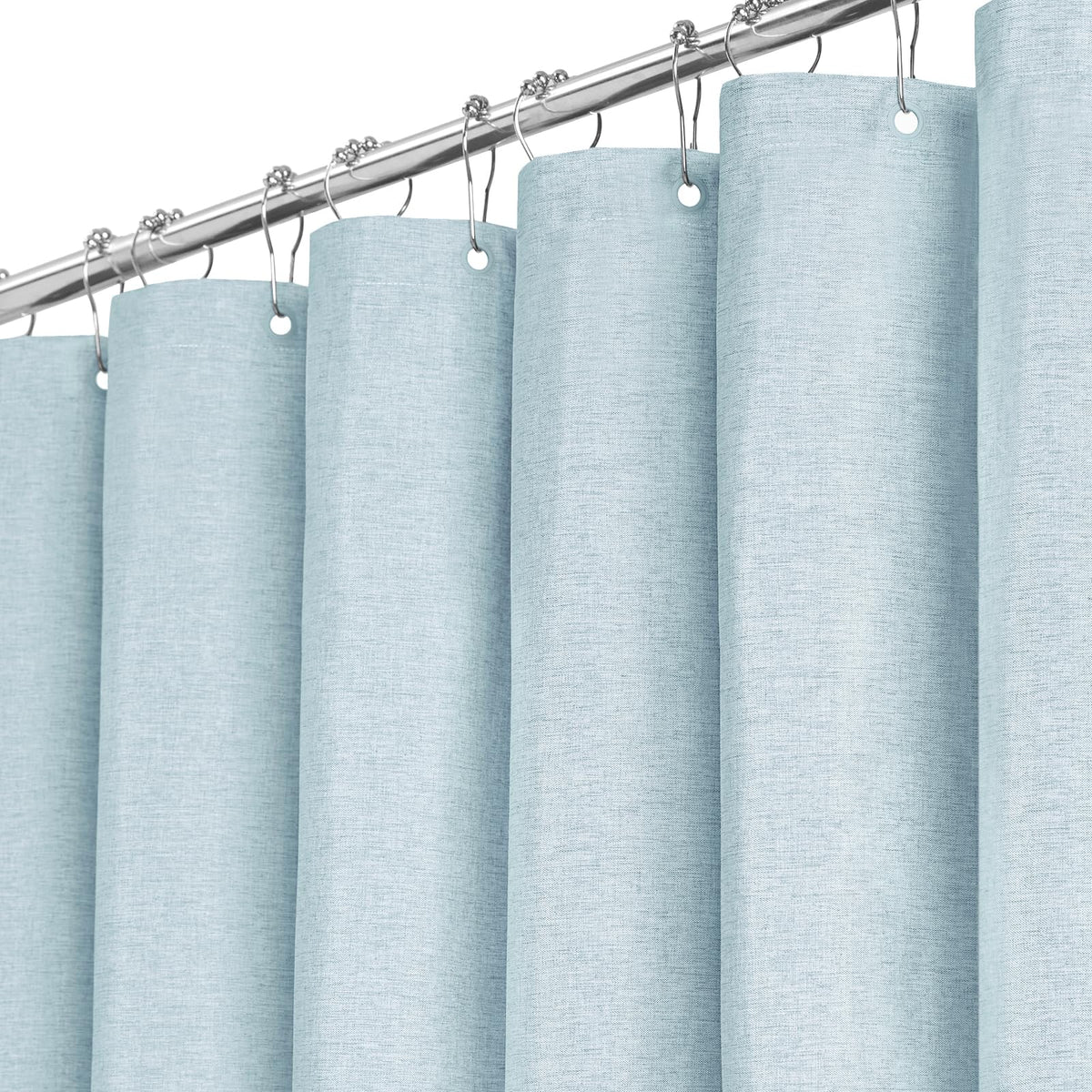 BTTN Blue Linen Shower Curtain, Modern Mildew Resistant Textured Fabric, Luxury Waterproof Polyester for Wet Bathroom, Heavy Duty Durable Thick Shower