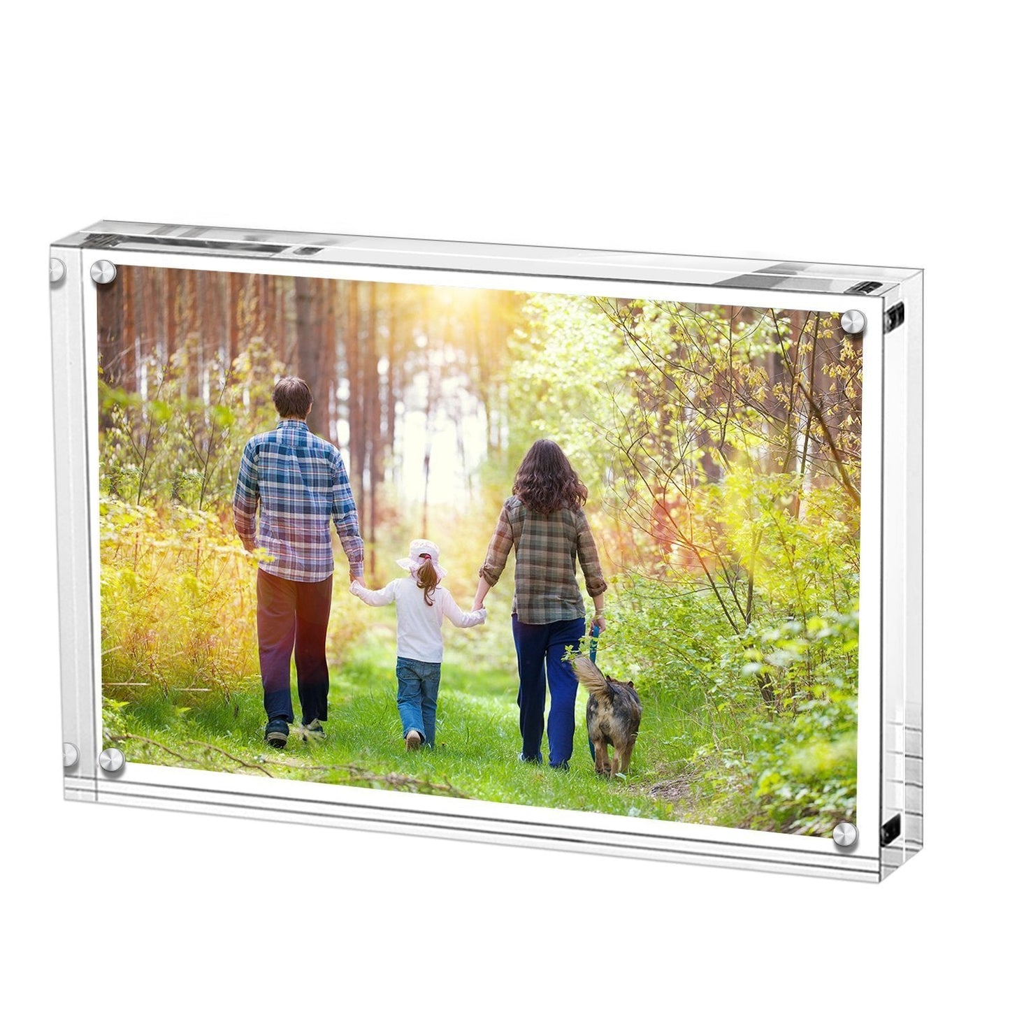 Boxalls Acrylic Photo Frame 15 x 20 cm (6 x 8 inch)-Set of 5, Double Sided Picture Frame with Magnetic, Clear Frameless Desktop Photo Block