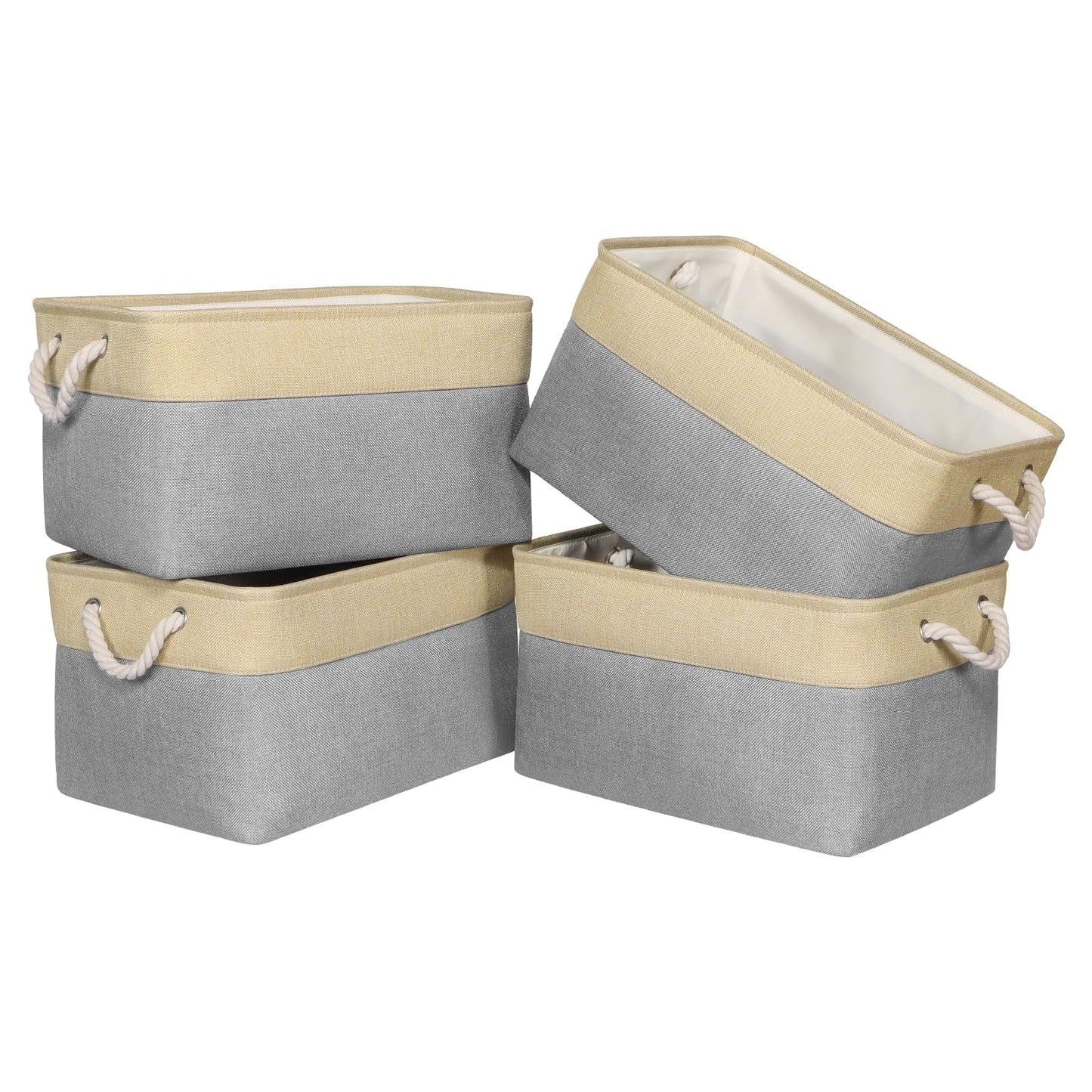 Univivi Canvas Storage Boxes, 43 x 30 x 25cm Extra Large Fabric Storage Baskets for Shelves with Rope Handles, Foldable Storage Box for Kallax Unit