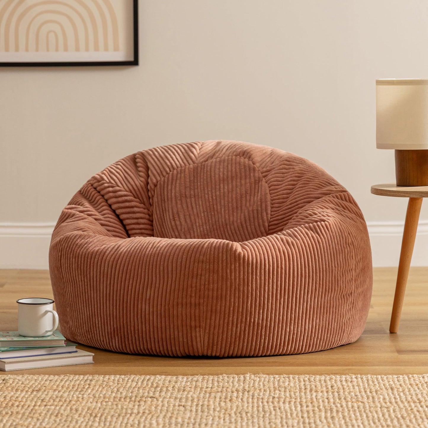 icon Kingston Cord Bean Bag with Filling Included, Pink