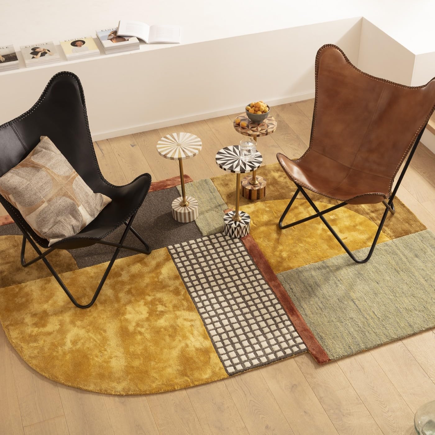 Kare Design Side Table Domero Geo, Brown, 25cm Diameter, Round Wood