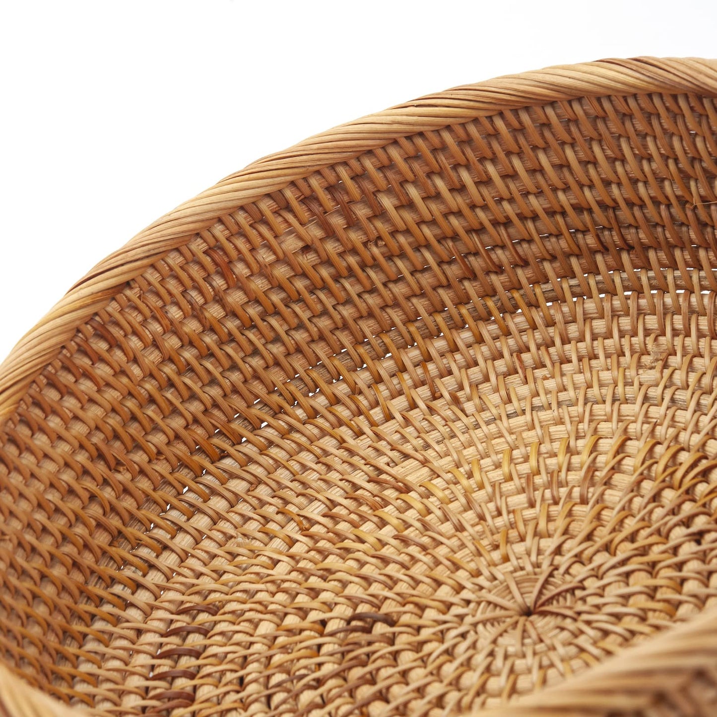 Round Rattan Storage Baskets Woven Fruit Bowls Wicker Key Holder Stackable for Kitchen Tabletop Shelf Natural Set of 3