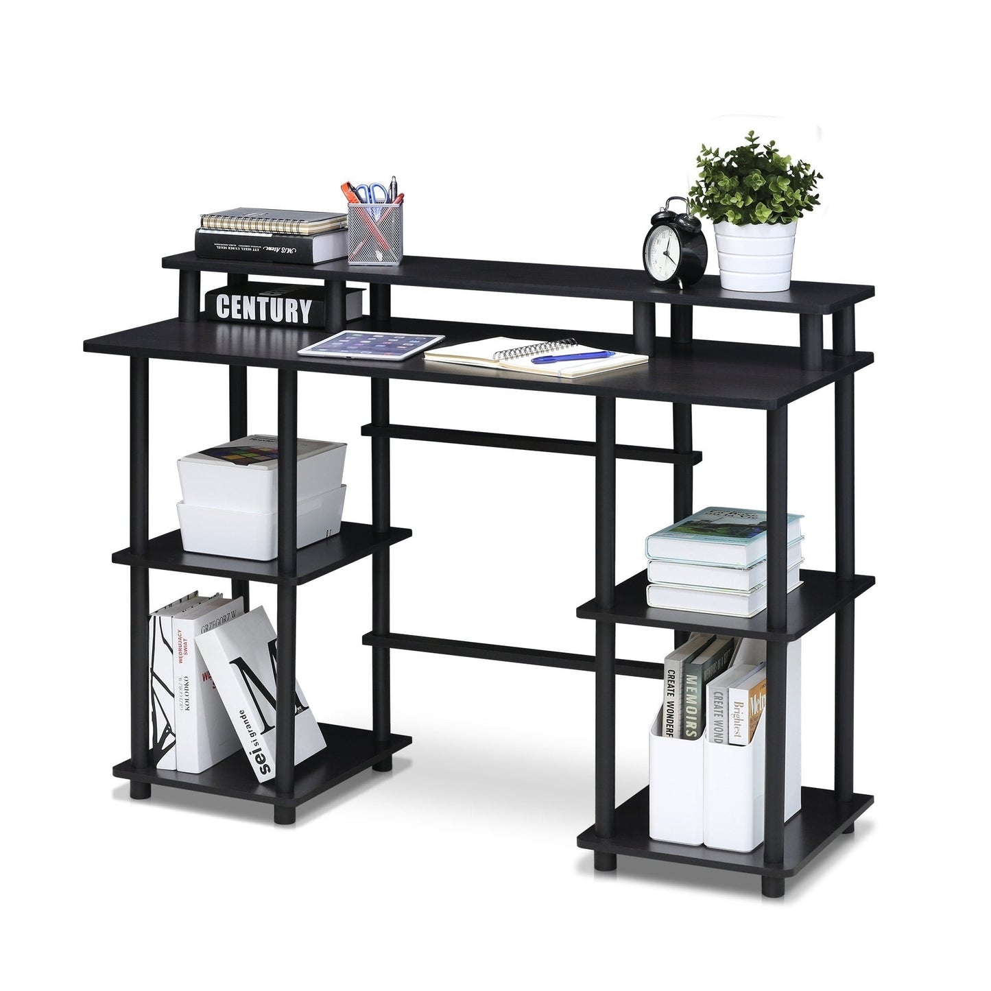 Furinno Computer Desks, Wood, Espresso/Black, one Size