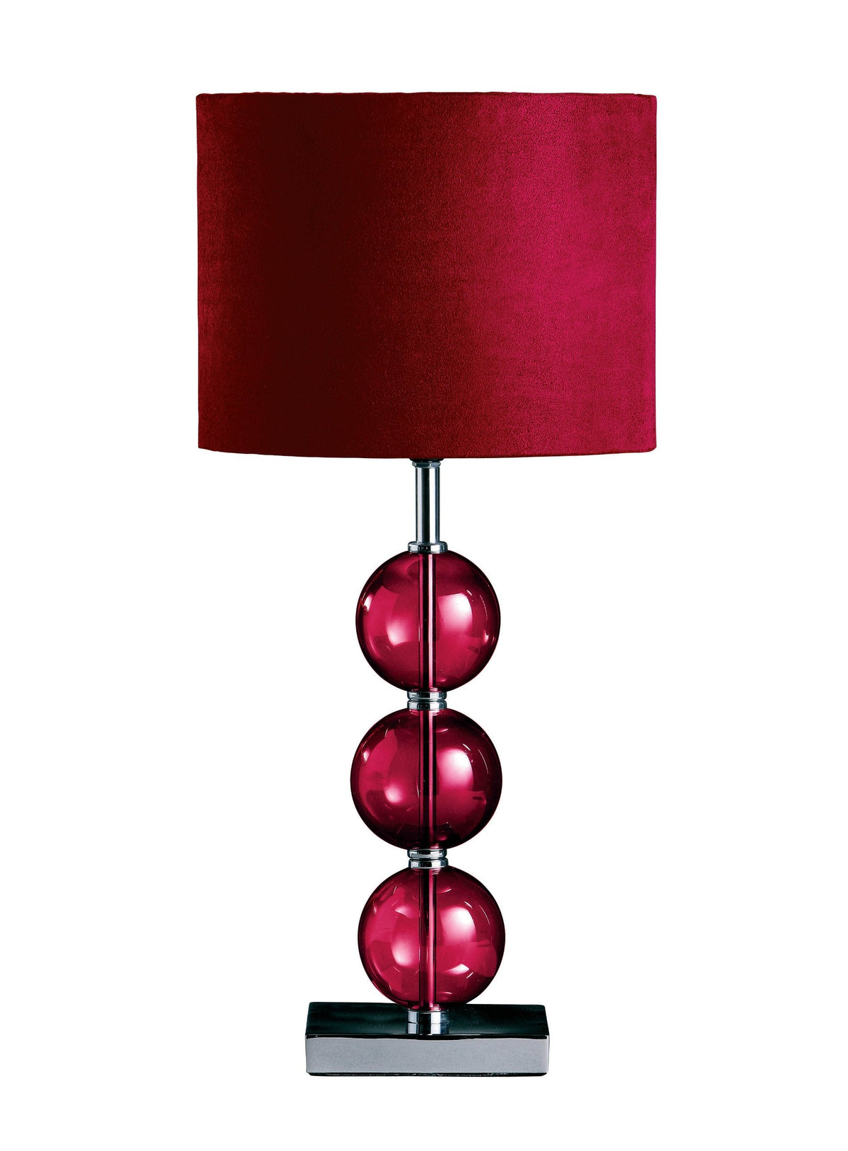 Premier Housewares Bedside Table Lamp Ceramic Effect Bedside Lamp Chrome Base Table Lamps for Lounge Desk Lamp Lamp Shade H51 Cm X W24 Cm X D24Cm, Red