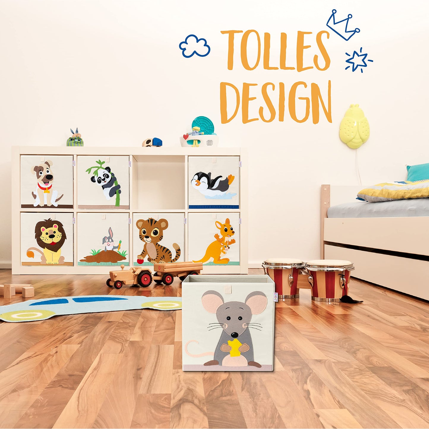 KNECKES Kallax Premium Storage Box for Children, 8 Designs (33 x 33 x 33 cm), Size Suitable as Kallax Boxes, Children's Room, Toy Box, Foldable