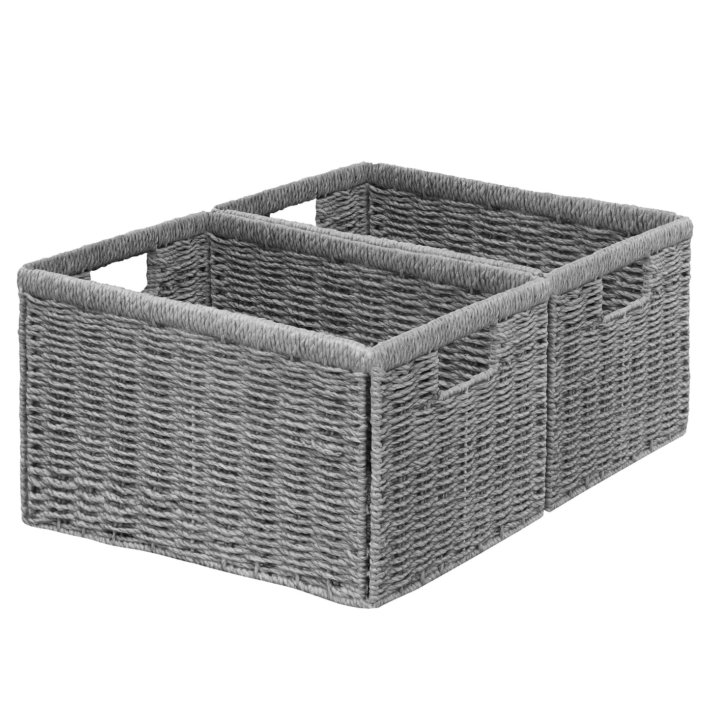 Vagusicc Wicker Storage Basket, Foldable Storage Cubes Organizer Bins, Handwoven Storage Baskets for Shelves Closet Office Bathroom