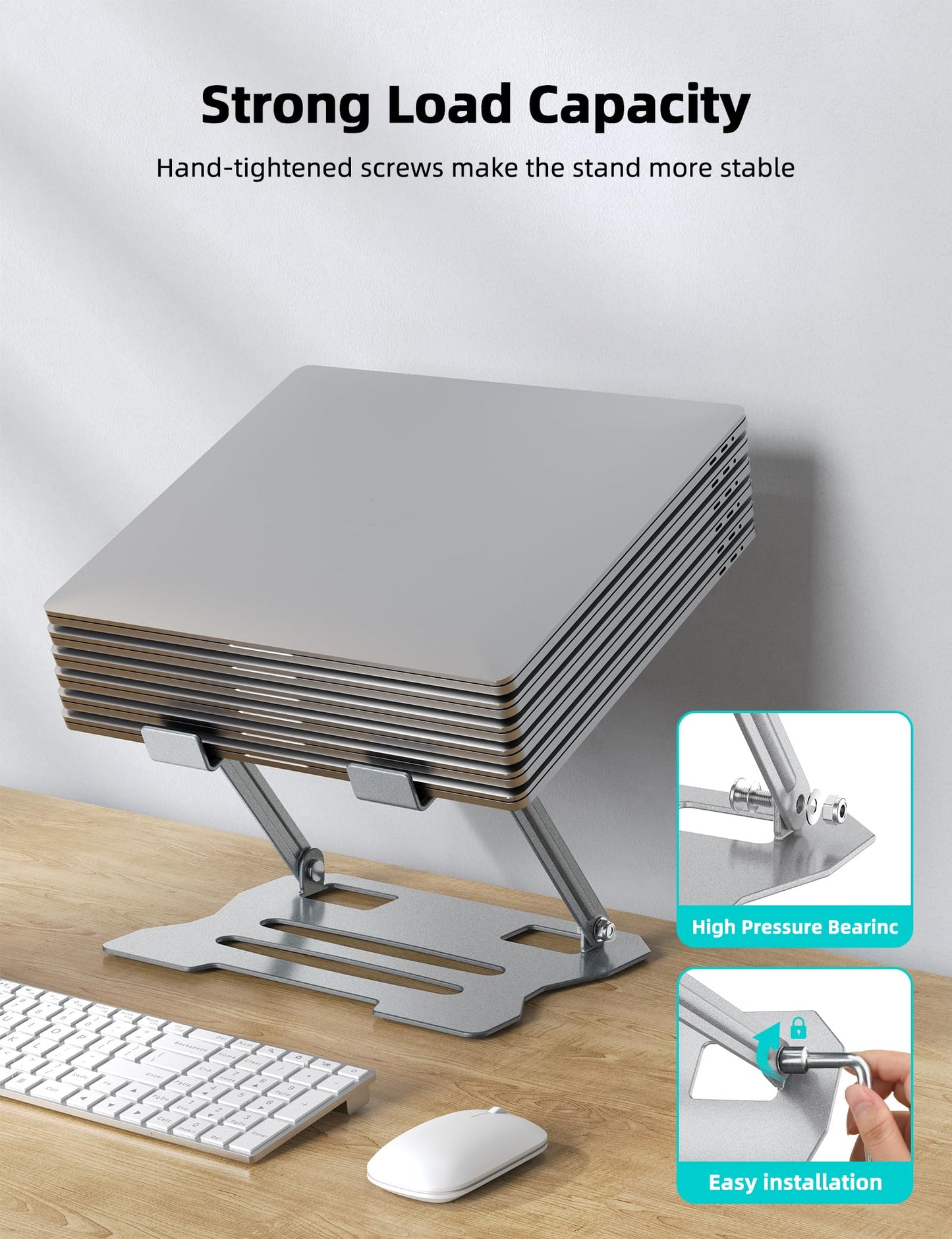 FAPPEN Laptop Tablet Stand, Universal Adjustable Steel Laptop Computer Stand, Ergonomic Foldable Portable Desktop Tray Compatible with 10''-15.6''