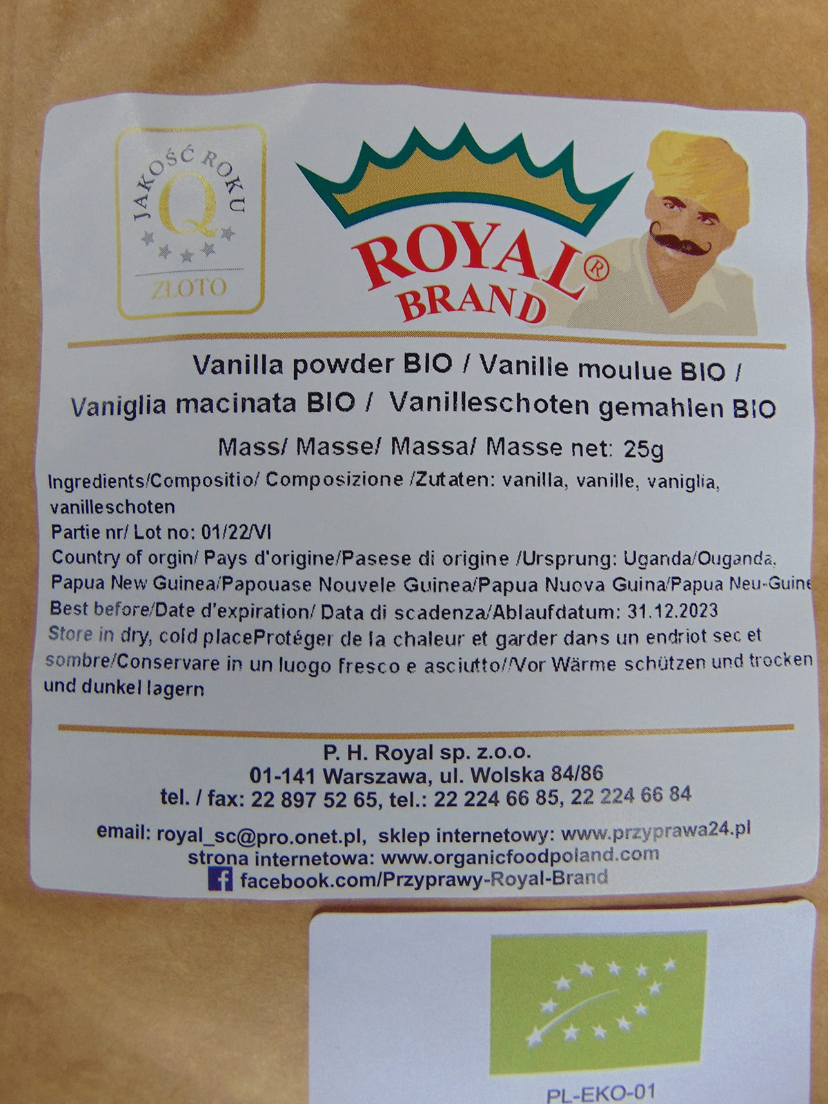 BIO Vanilla Beans Powder / Organic Ground Vanilla / 25g / No Pesticides and Plant Protection Products / Organic Vanilla Powder