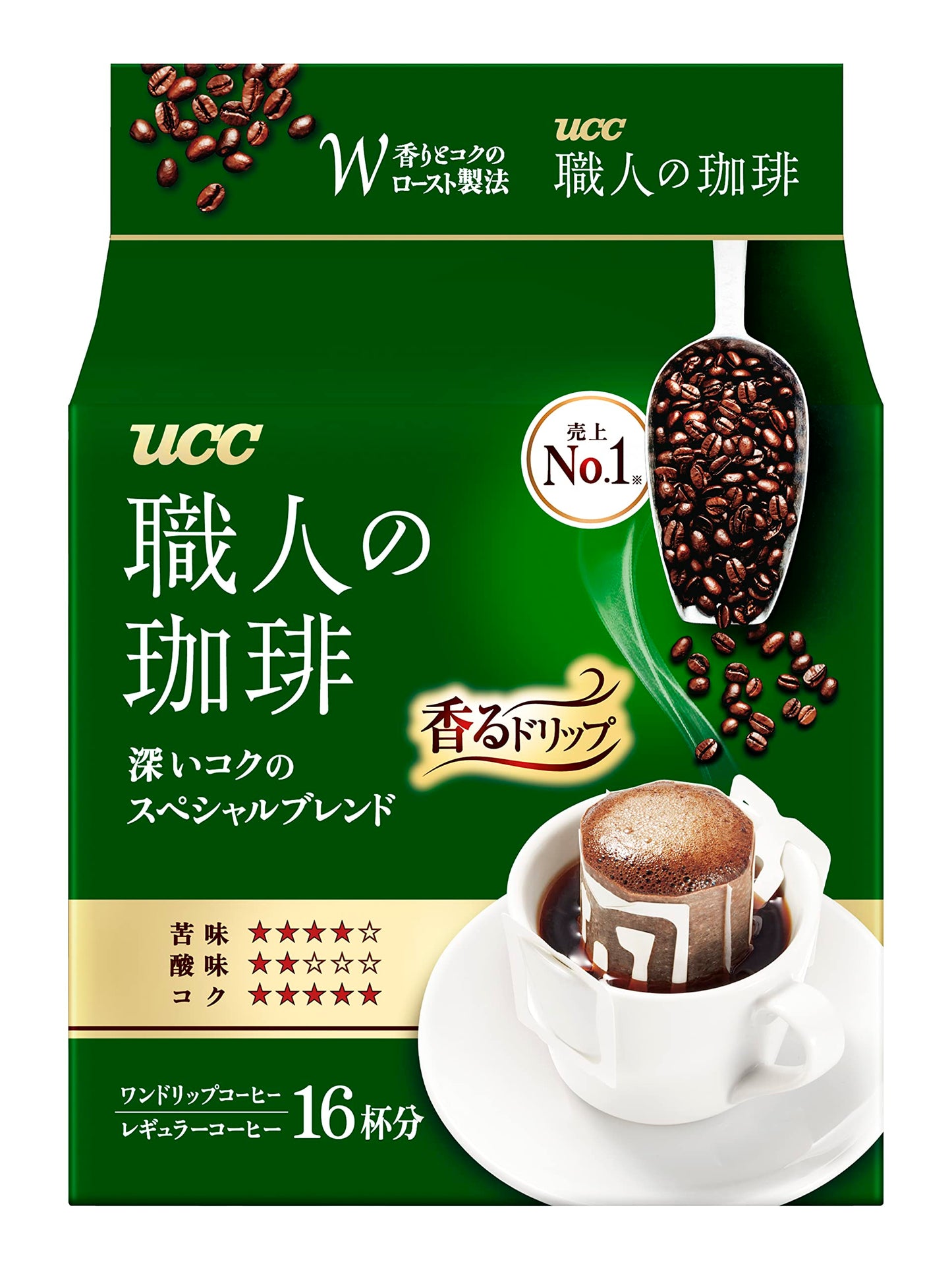 UCC Japan Craftsman's Coffee, Coffee Powder in Takeaway Filter, Vietnam Honduras Special Blend, 16 Bags