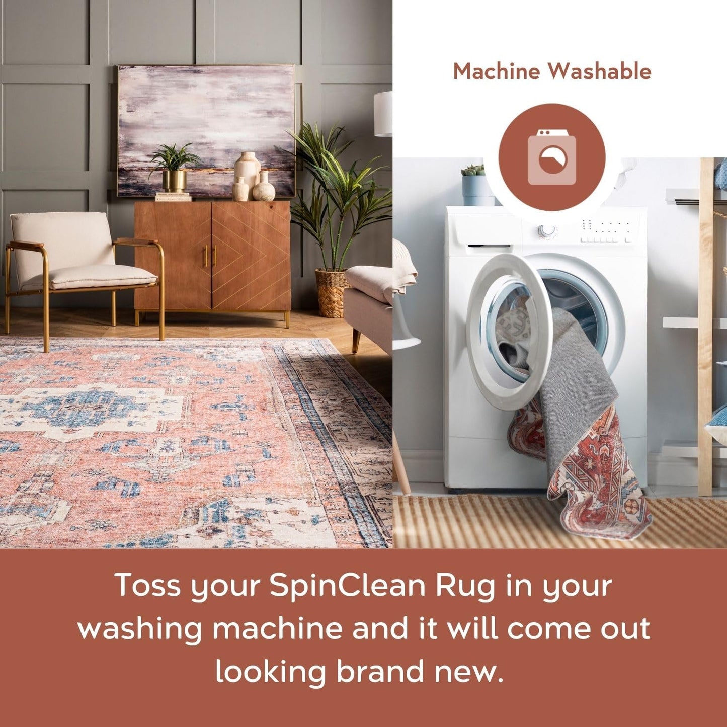 nuLOOM Eleanor Machine Washable Distressed Medallion Ultra Thin Area Rug, 5x8, Multi