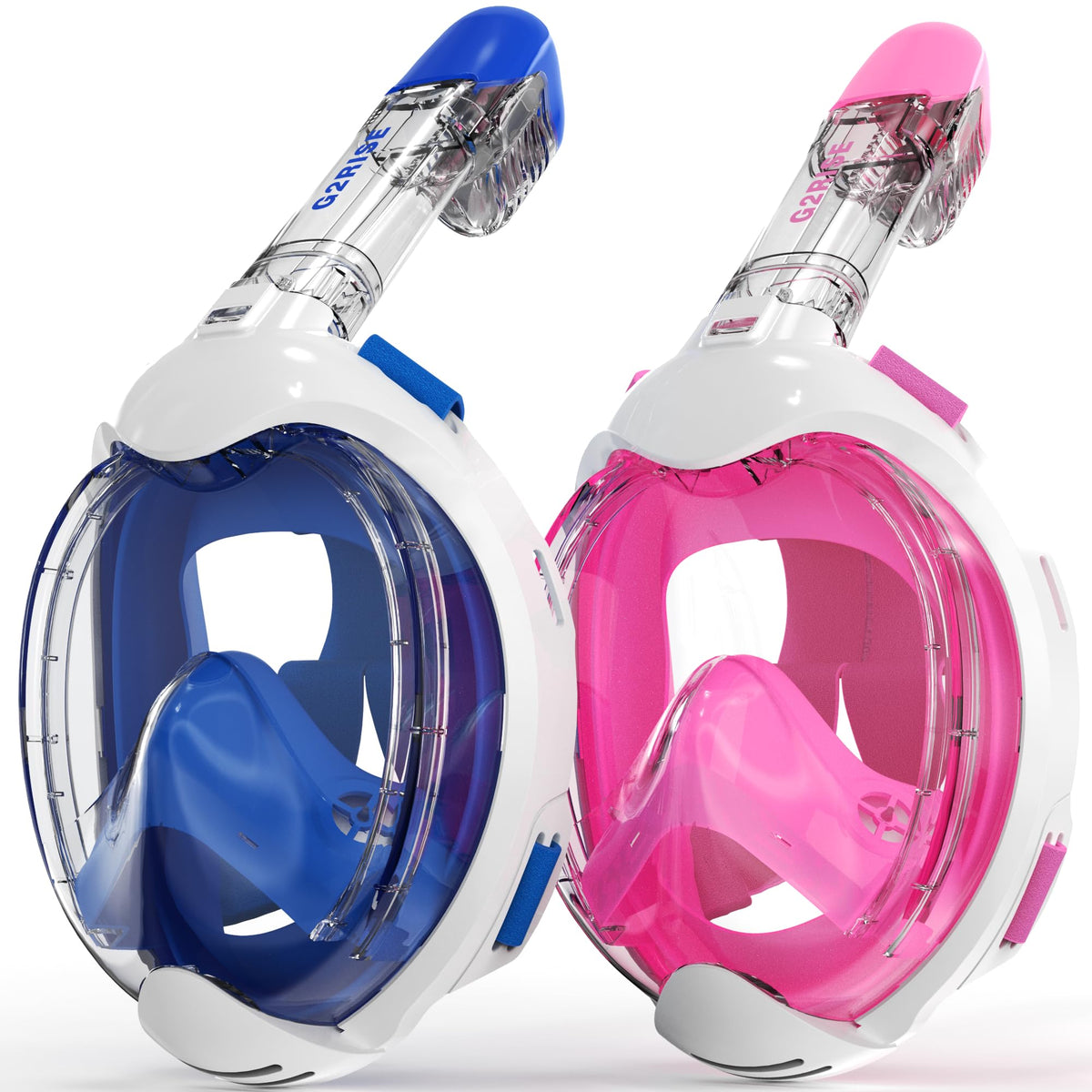G2RISE Full Face Snorkel Mask Kids Snorkeling Set, 180 Degree Panoramic View, Anti-Fog & Anti-Leak Dry Top Snorkel Set for kids 3-82 Pack