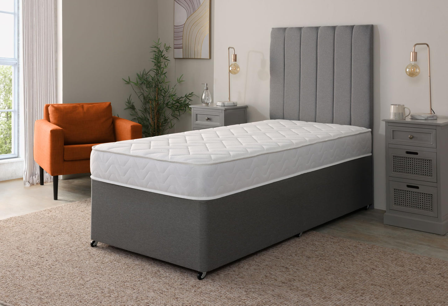 Starlight Beds Quilted Brick Sprung Hybrid Single Mattress with Memory Foam Layer. Soft Firmness, White, 18cm Deep. 3ft Mattress (90cm x 190cm)