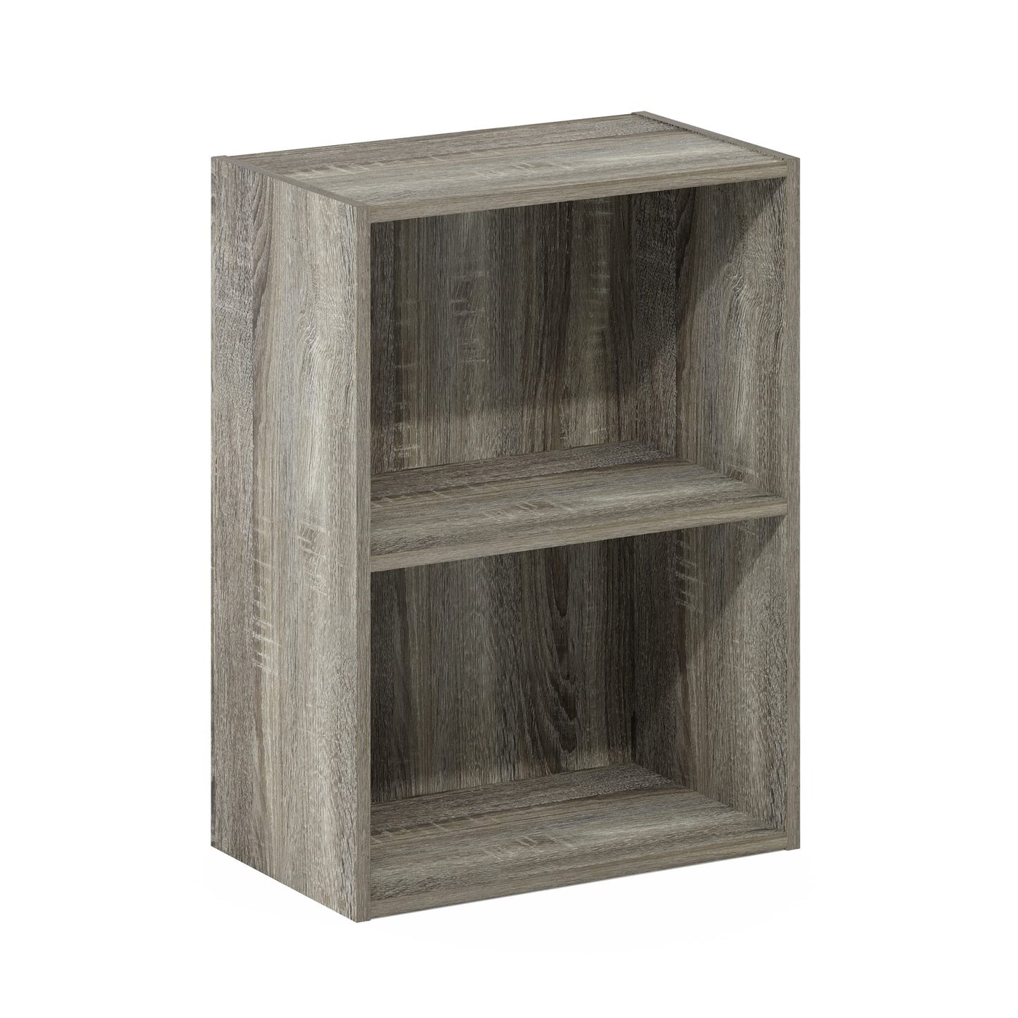 Furinno LUDER Book Shelf, 2-Tier Modern Bookshelf, Open Shelves Bookcase 9 x 16 x 21, for Living Room, Bedroom, Home Office, French Oak