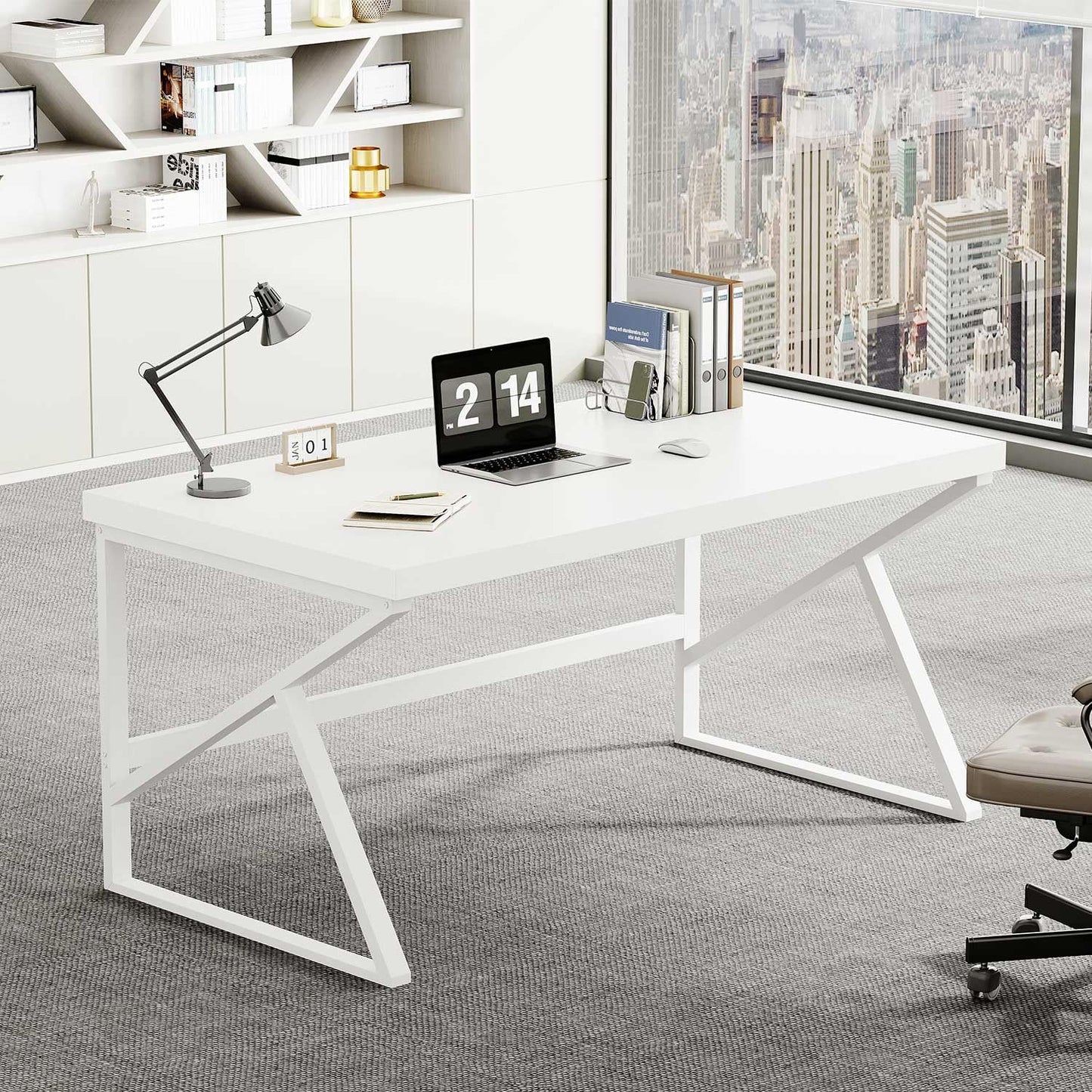 HSH Computer Desk Gaming Office Table for Home Bedroom 140cm White Oak