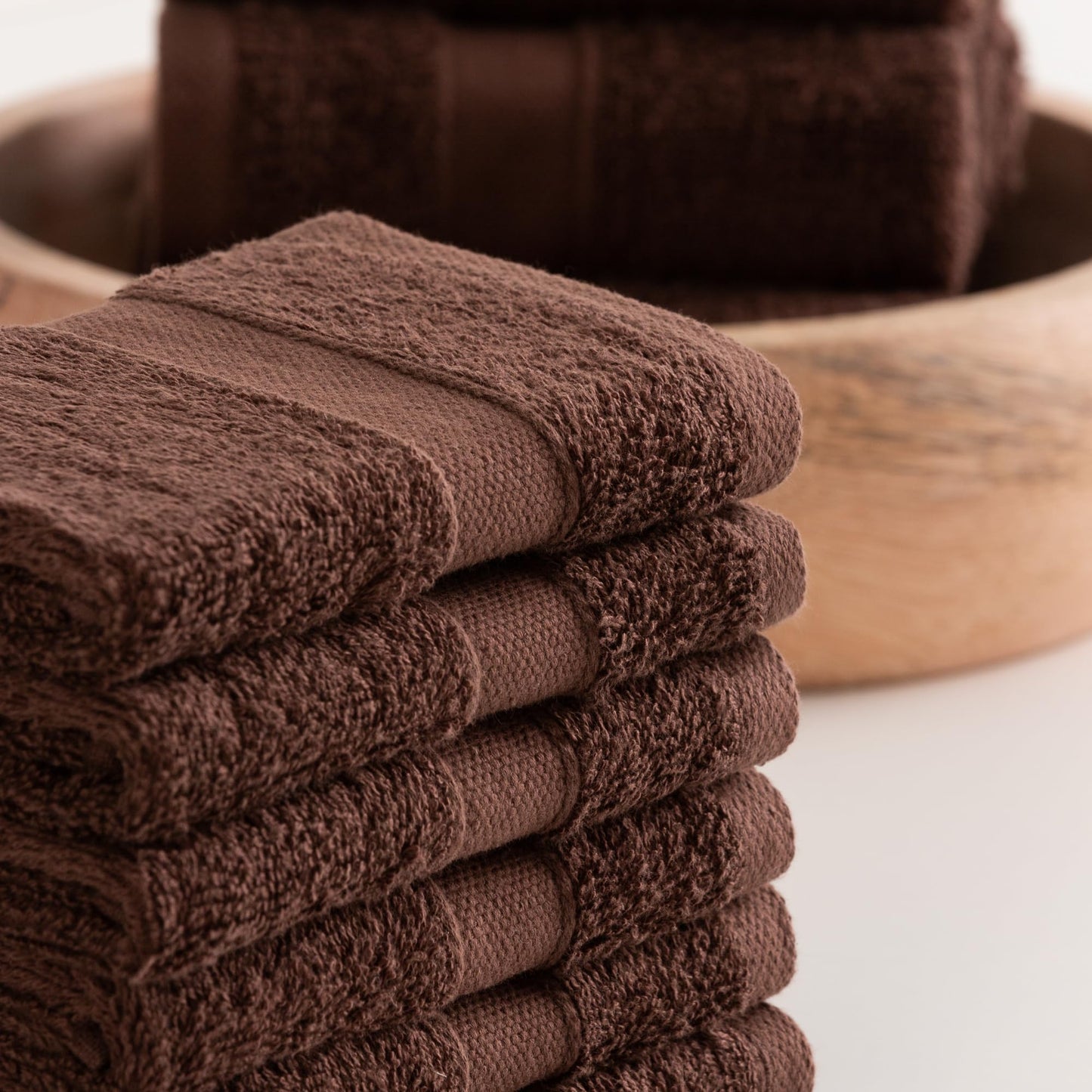 Todocama - Set of 12 Hand Towels (30 x 30 cm) 100% Soft and Absorbent Cotton, 550 gsm Premium, (Chocolate)