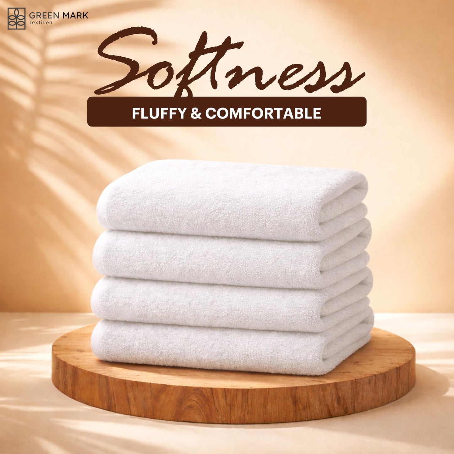 NatureMark 4-Piece Bath Towel Set – Soft & Absorbent Cotton Shower Towels for Everyday Use, White, 70 x 140 cm