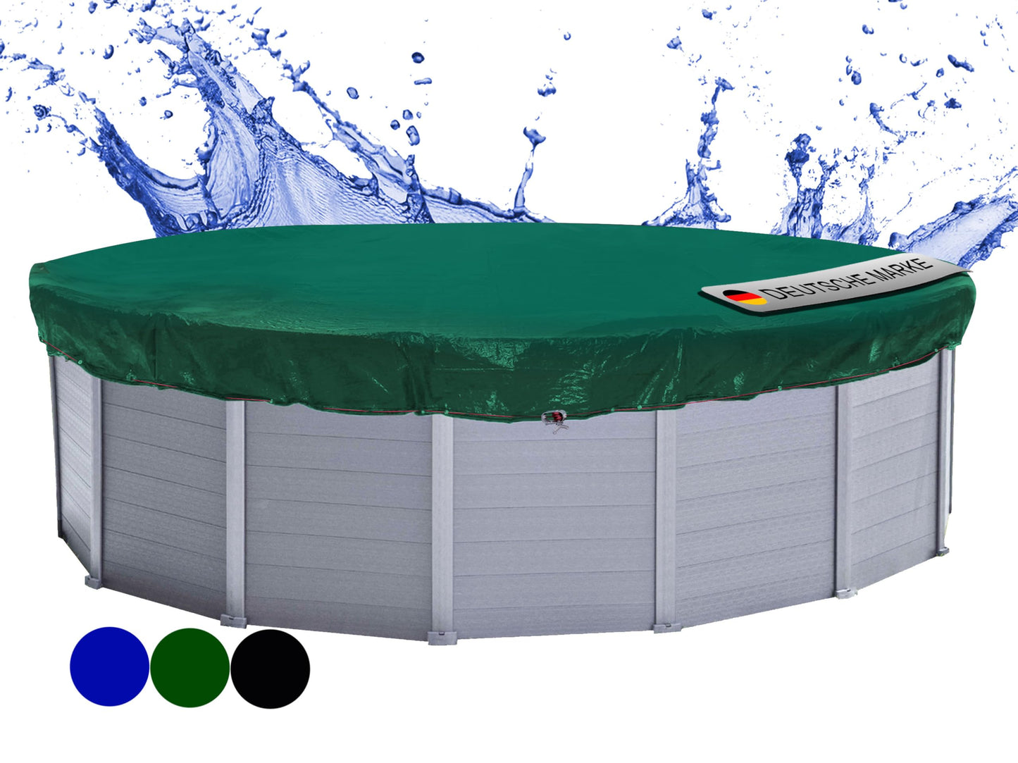 QUICK STAR Winter Swimming Pool Cover Round 180g/m? for Poolsize 500-550cm (18ft) Tarpaulin dimension ? 610cm Green