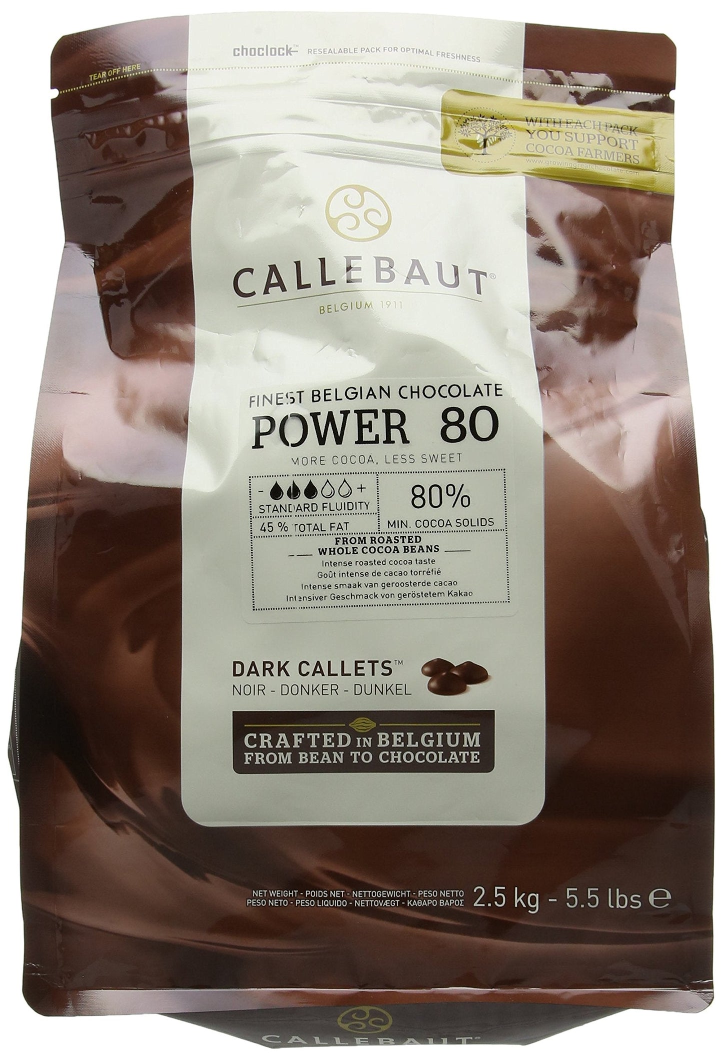 Callebaut Powerful 80 Percent Dark Chocolate Callets 2.5 kg