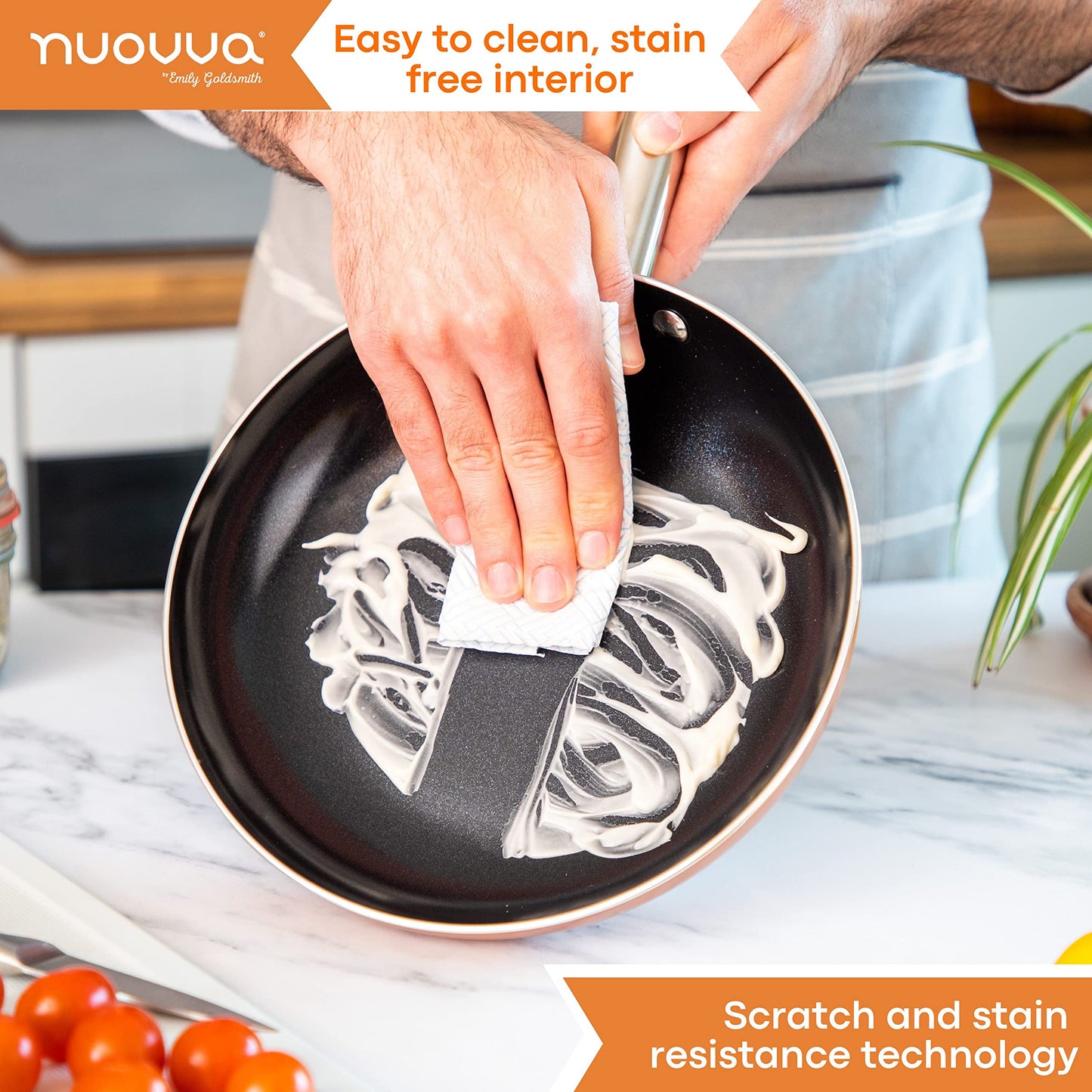 Non Stick Pots and Pans Set  Induction Hob Pots Set  8pcs Kitchen Cookware with Lids  Cooking Copper Saucepan Pots and Frying Pans  by Nuovva