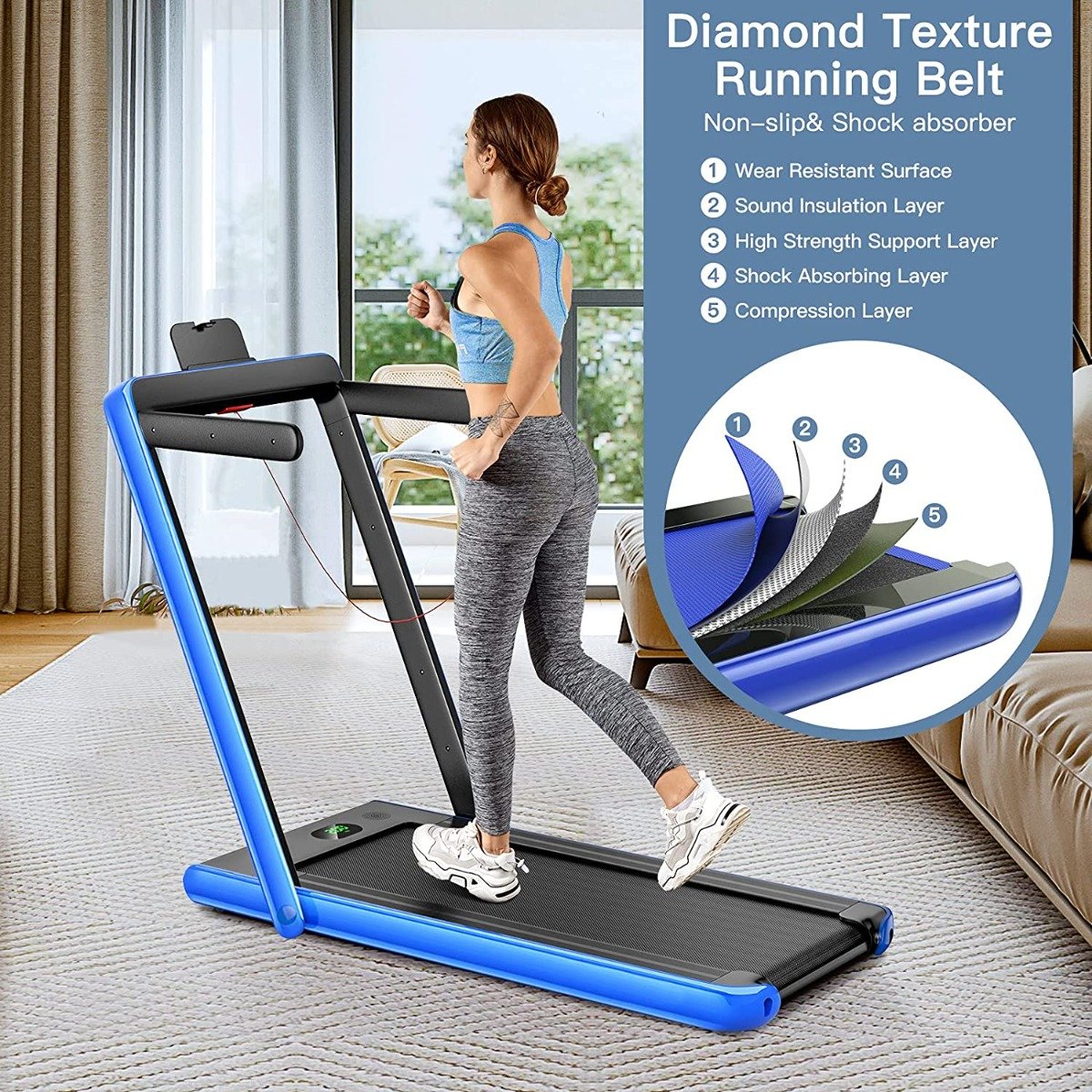1-12Kph Folding Electric Treadmill with Bluetooth Capability-Black