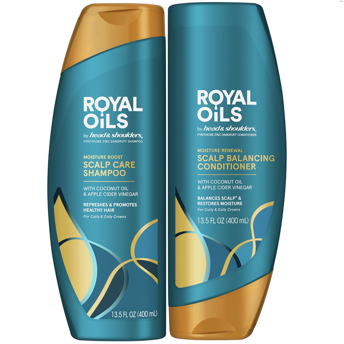 Head and Shoulders Shampoo and Conditioner, Moisture Renewal, Anti Dandruff Treatment and Scalp Care, Royal Oils Collection with Coconut Oil, 27 Oz