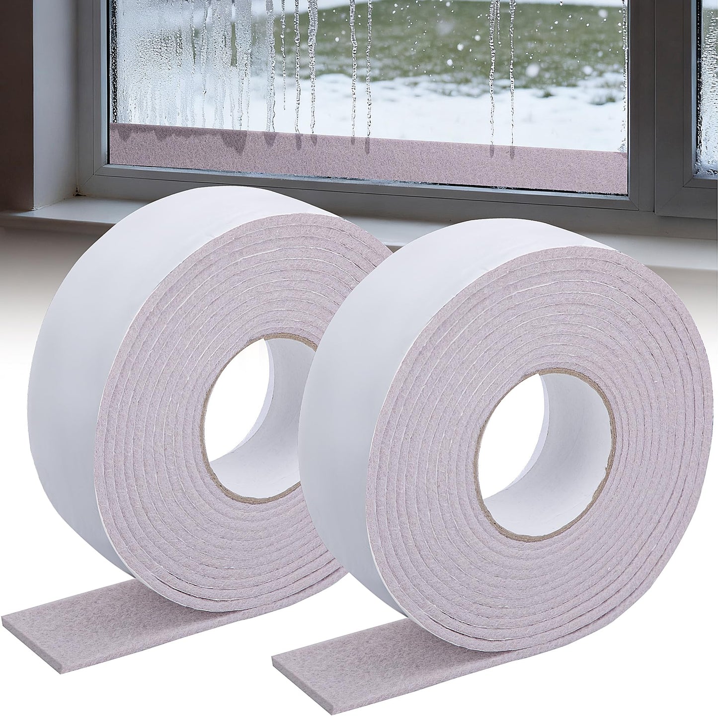 2 Rolls Condensation Absorbers Strip for Windows-5cmx5M Self Adhesive Reusable Anti Condensation Tape-Felt Moisture Absorbing Sealant Strip Used to