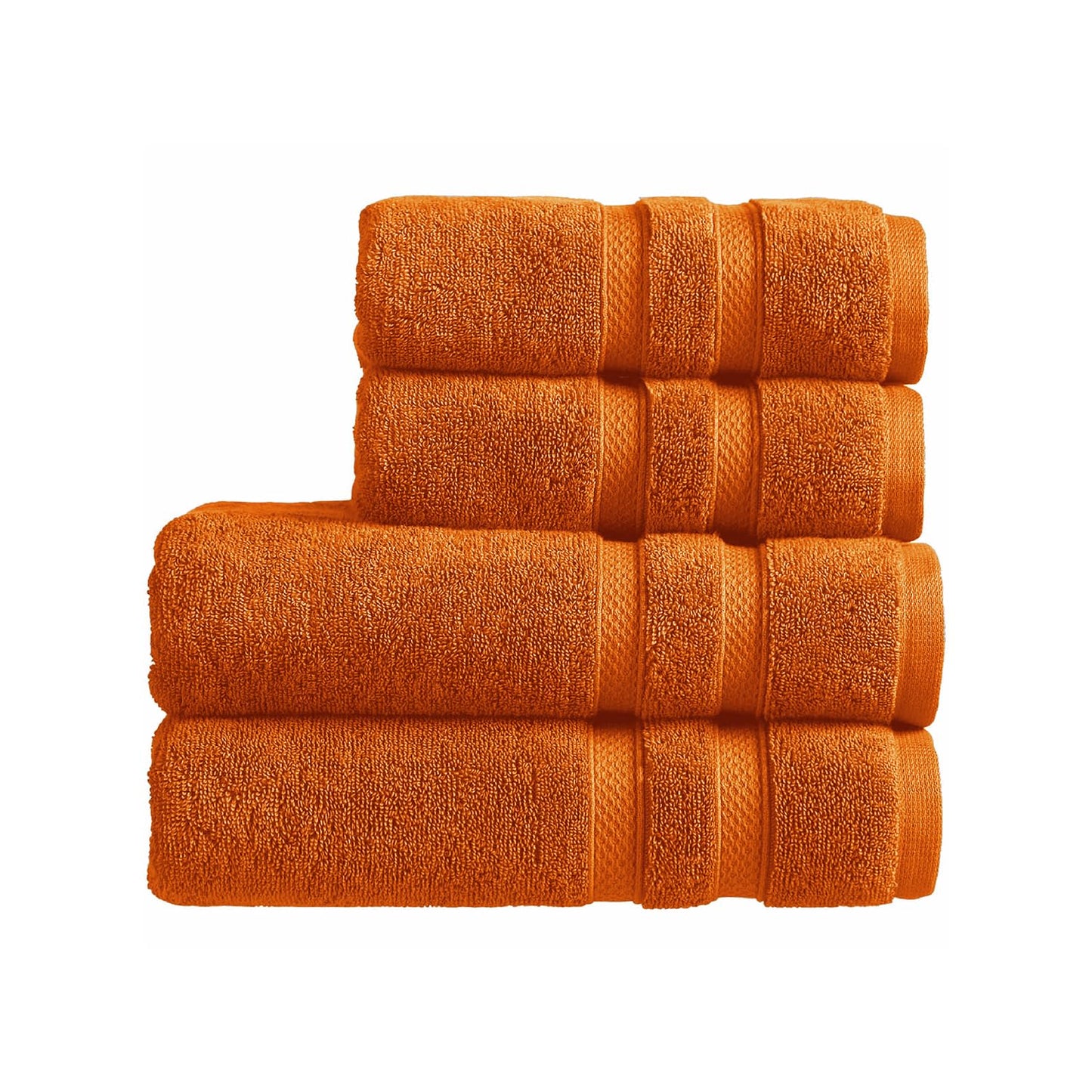 Christy Chroma Orange Towel Set | Set of 4 | 2 Bath 2 Hand | Highly Absorbent Heavyweight 675GSM | Bold and Bright