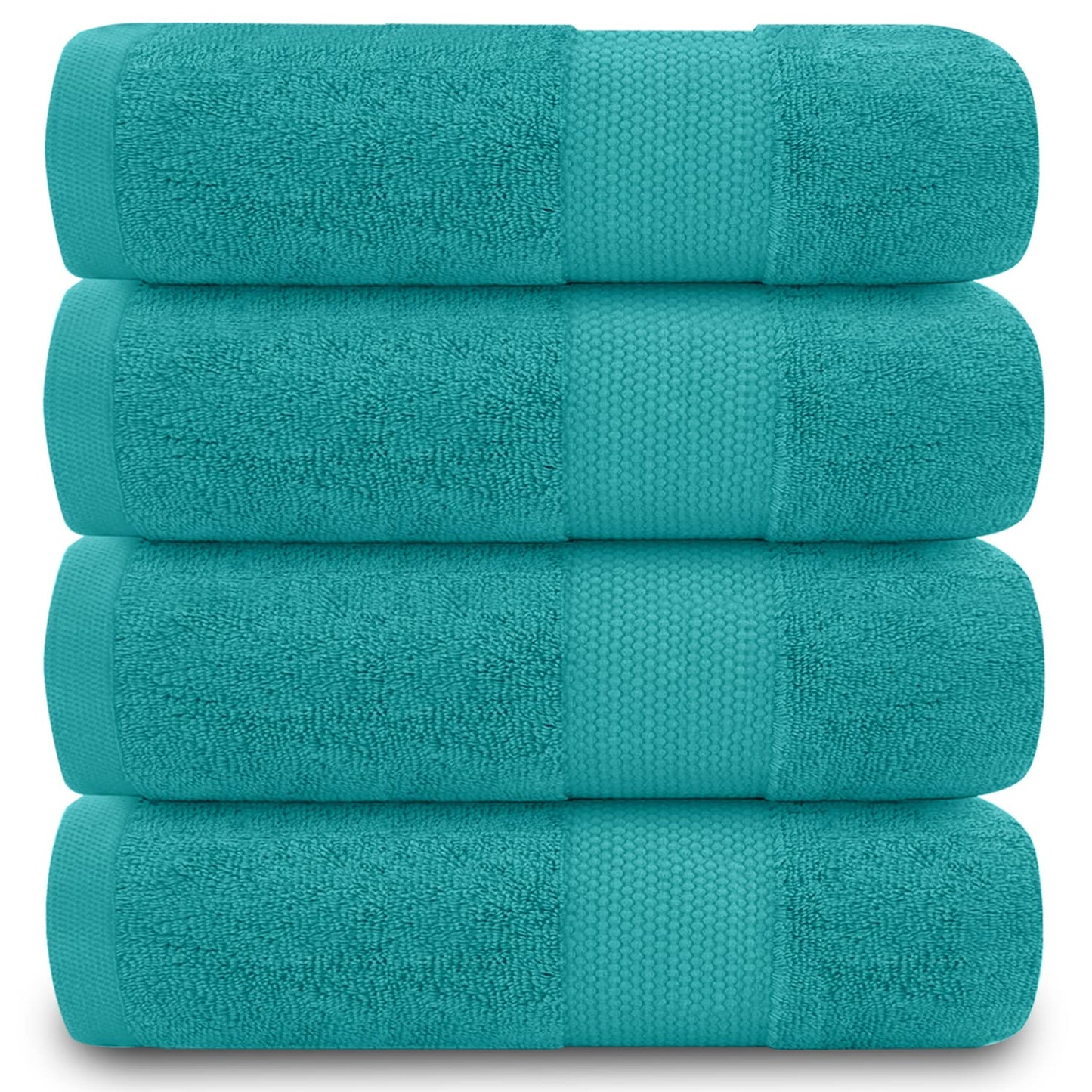 GAVENO CAVAILIA Fade Resistant Bathroom Set, 700 GSM Premium Quality Extra Absorbent 100% Cotton Bath Towel, Egyptian, Teal, 4PK Hand, 555407