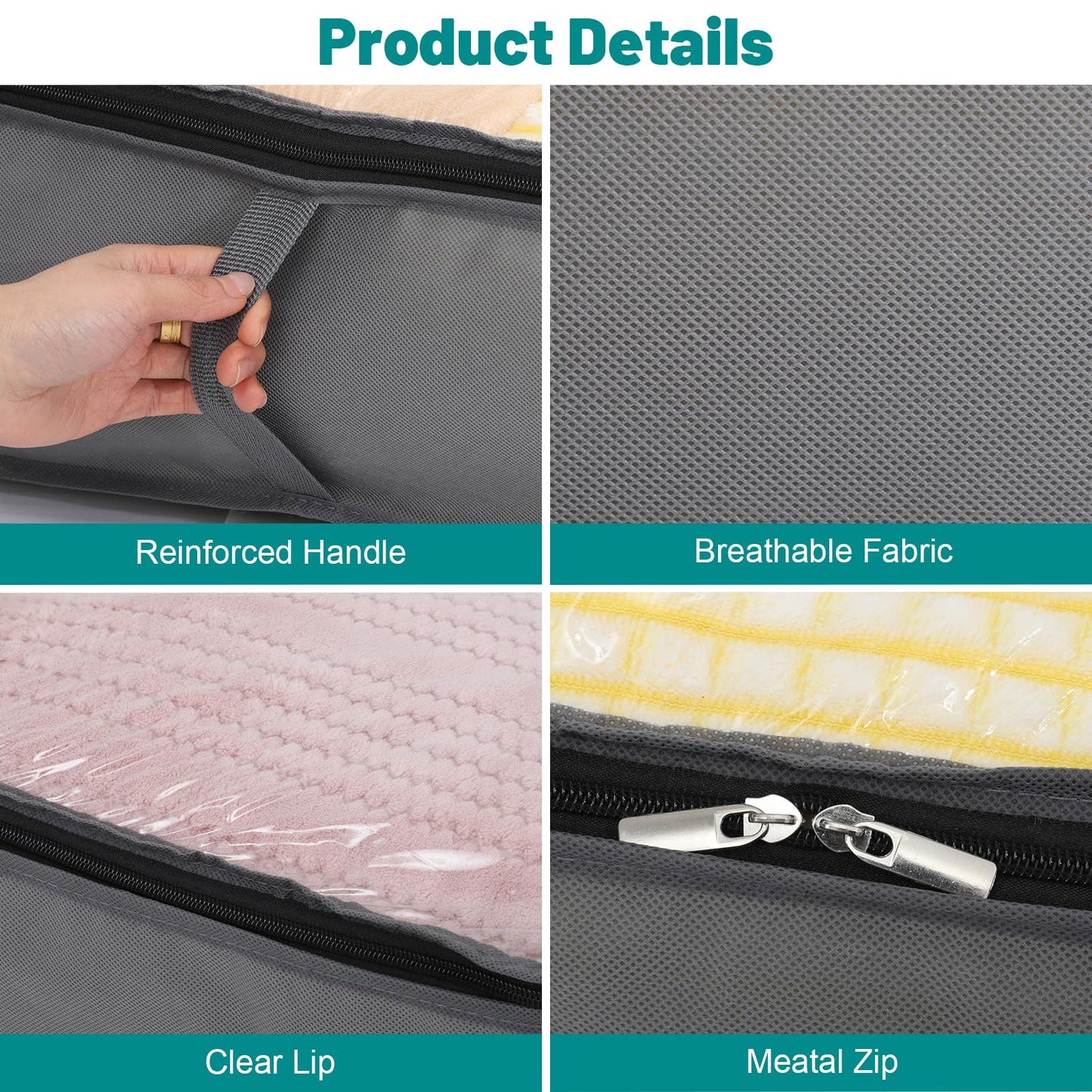 Dntorx 4 Pack 90L Under Bed Storage Bags, Underbed Storage Boxes with lid