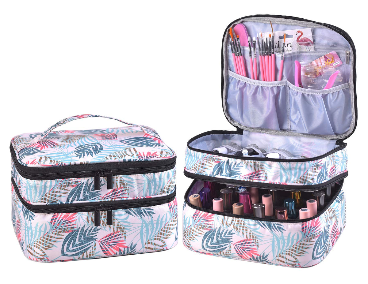 Double-Layer Nail Varnish Storage Case, Essential Oil Bag for for Nail Varnishes and Manicure, Nail Varnish Holder, Holds 30 Bottles (15ml - 0.5