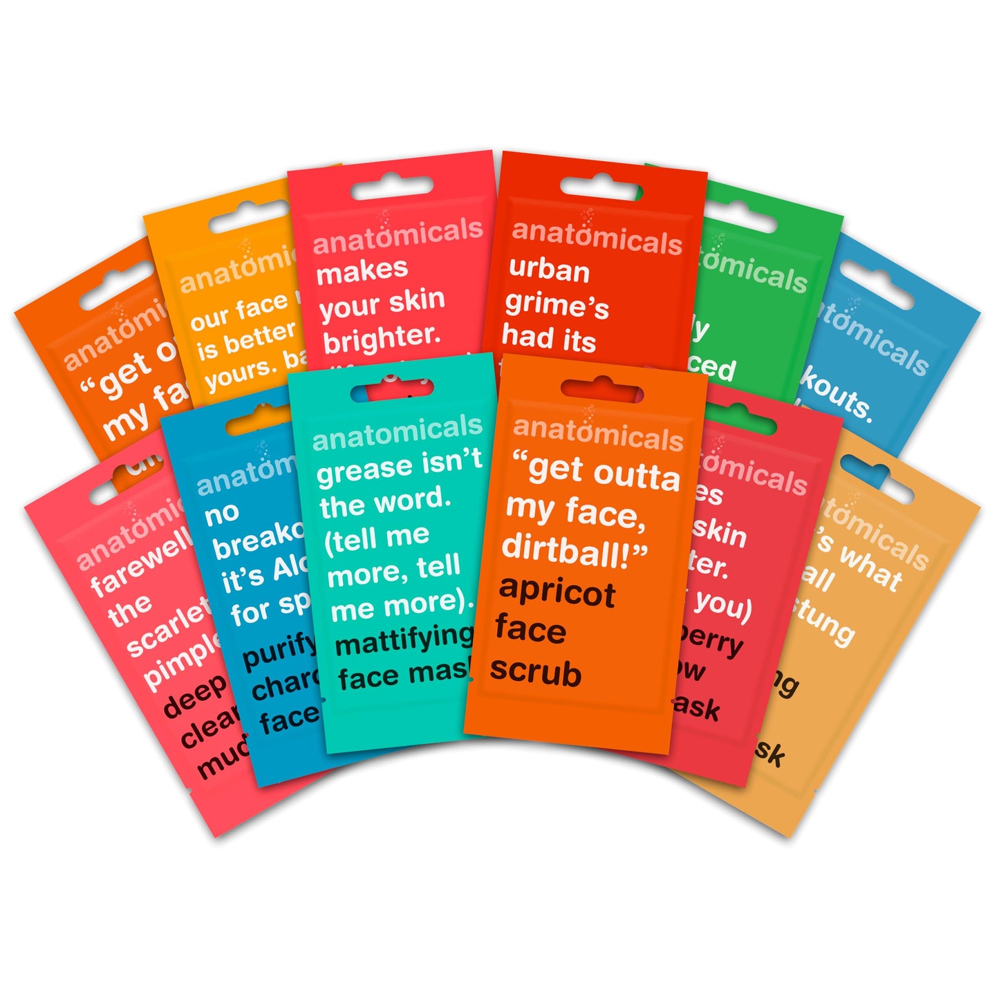 Anatomicals 12-Pack Face Mask Skincare Set ? Hydrating, Brightening, Anti-Acne & Clay Masks for Women & Men ? Deep Cleansing, Oil Control, Pore