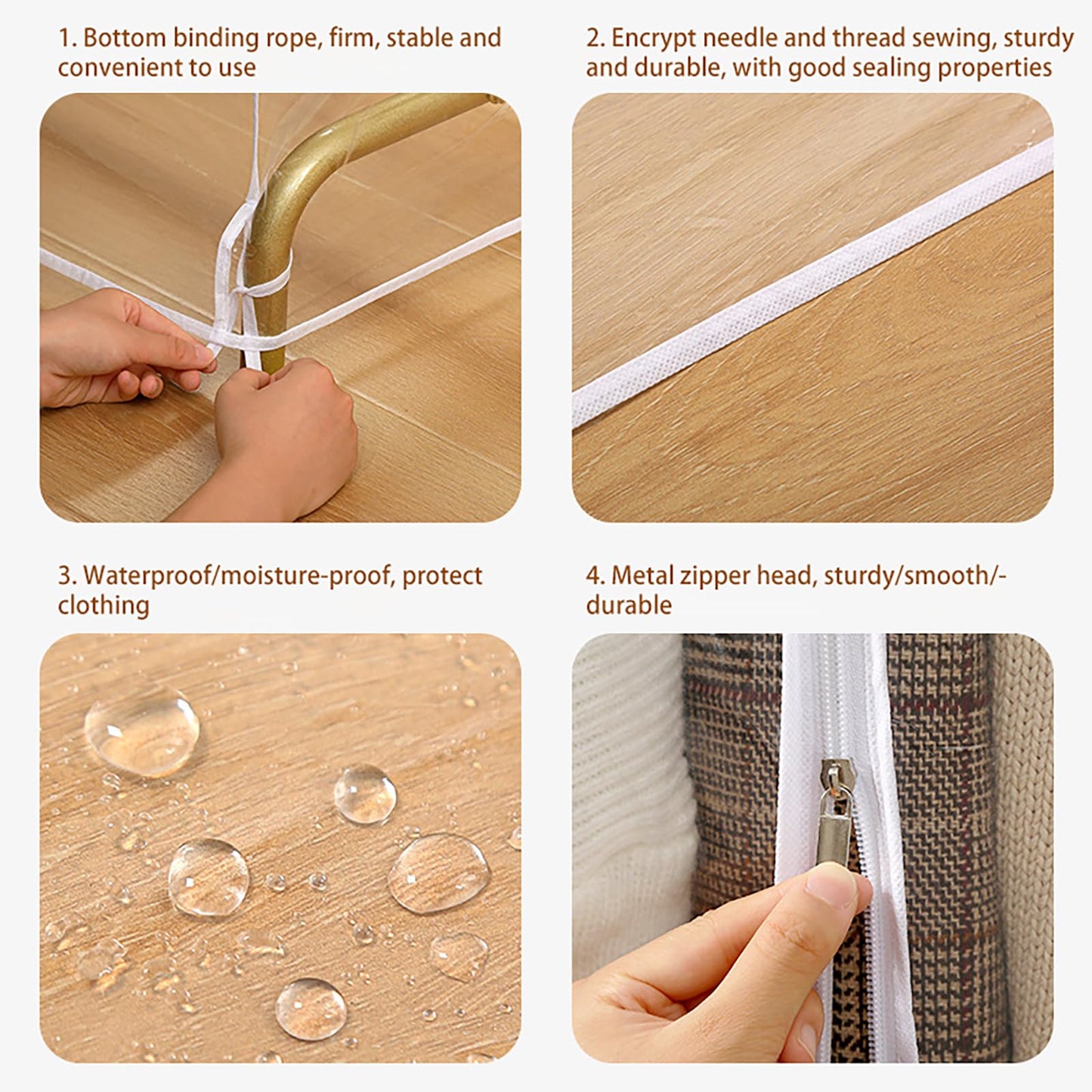 XIANTIAN 5ft Transparent Clothes Rail Cover Strong Zipped Hanging Coat Large Protective Garment Cover