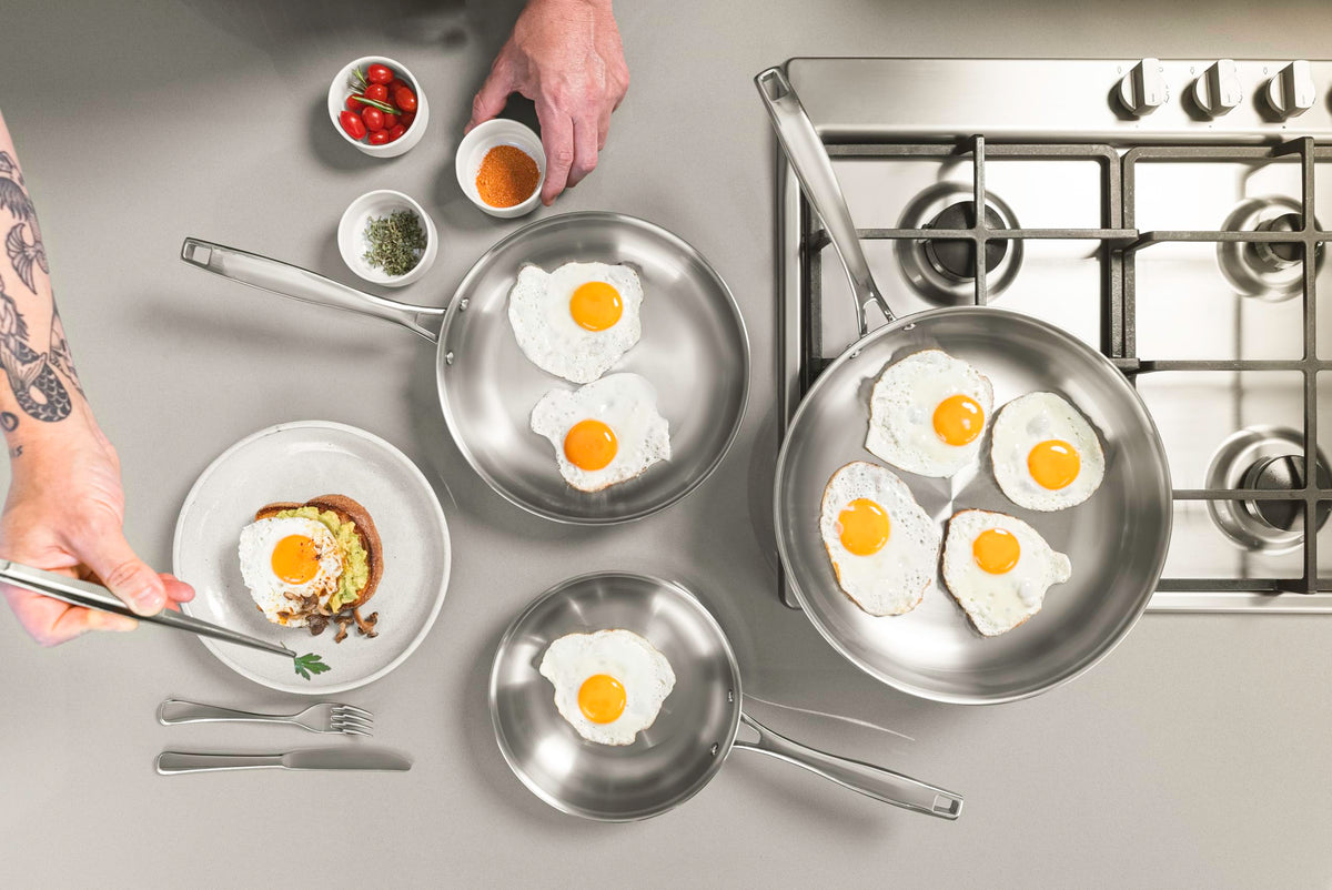 Tramontina Grano Frying Pan Stainless Steel for Induction, Electric, Gas and Ceramic Glass Hobs, Cookware, Kitchen, 20 cm, 1.2 litres, 62155200