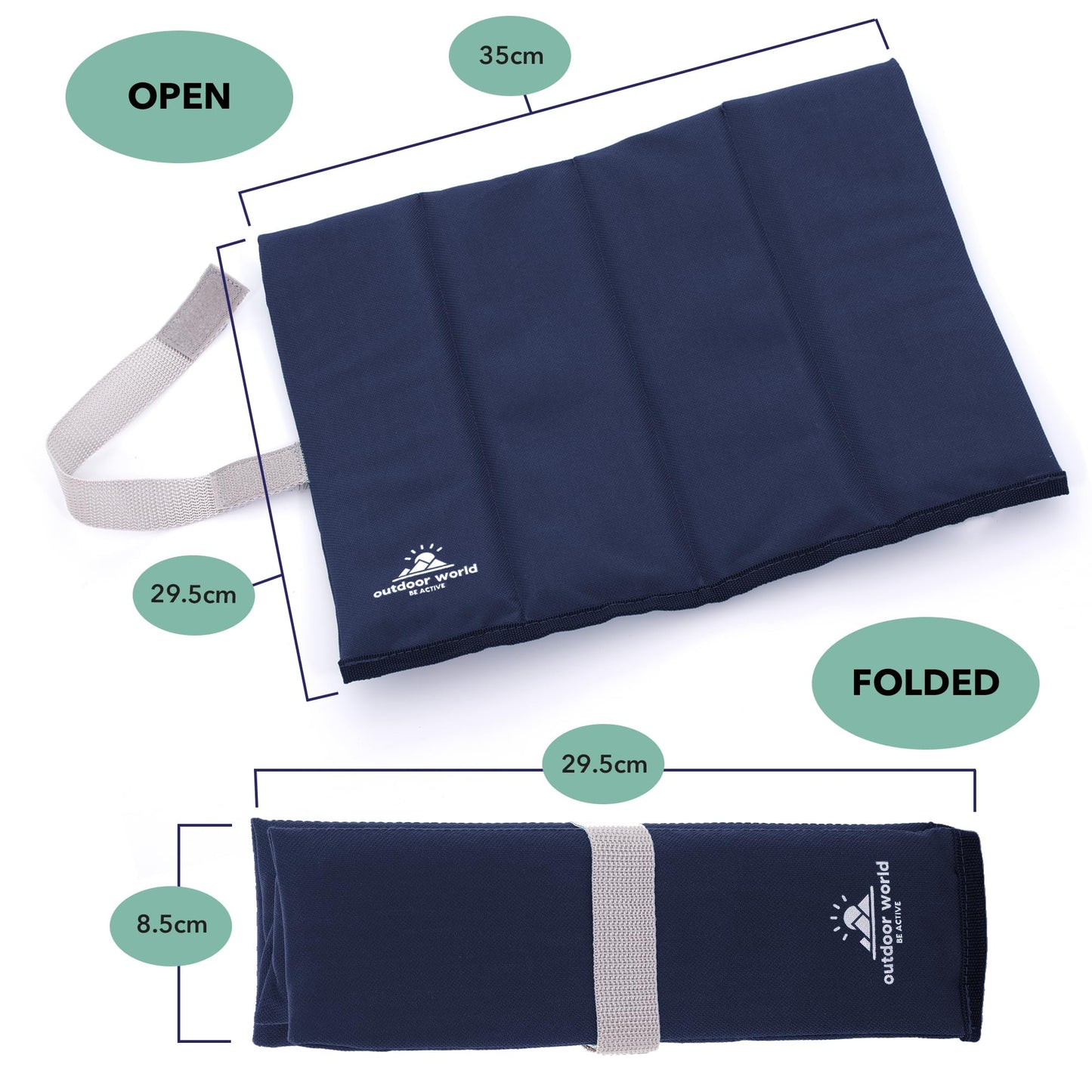 Outdoor World Folding Sit Mat – Lightweight Waterproof Foam Seat Pad for Camping, Hiking, Festivals & Picnics – Compact Foldable Cushion for Outdoor
