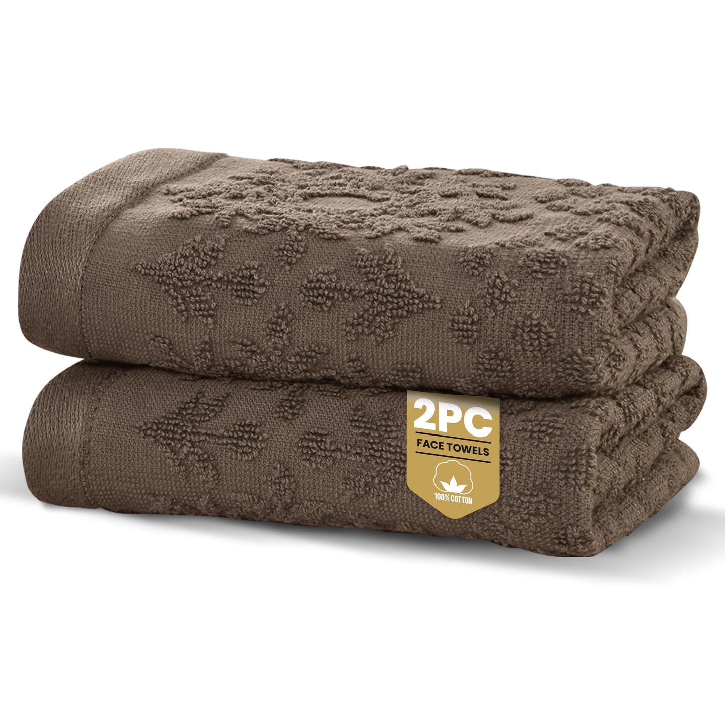 Rapport Home Versailles Jacquard Face Towels 2-Pack – Luxurious 100% Cotton 500gsm Soft Absorbent Face Cloths