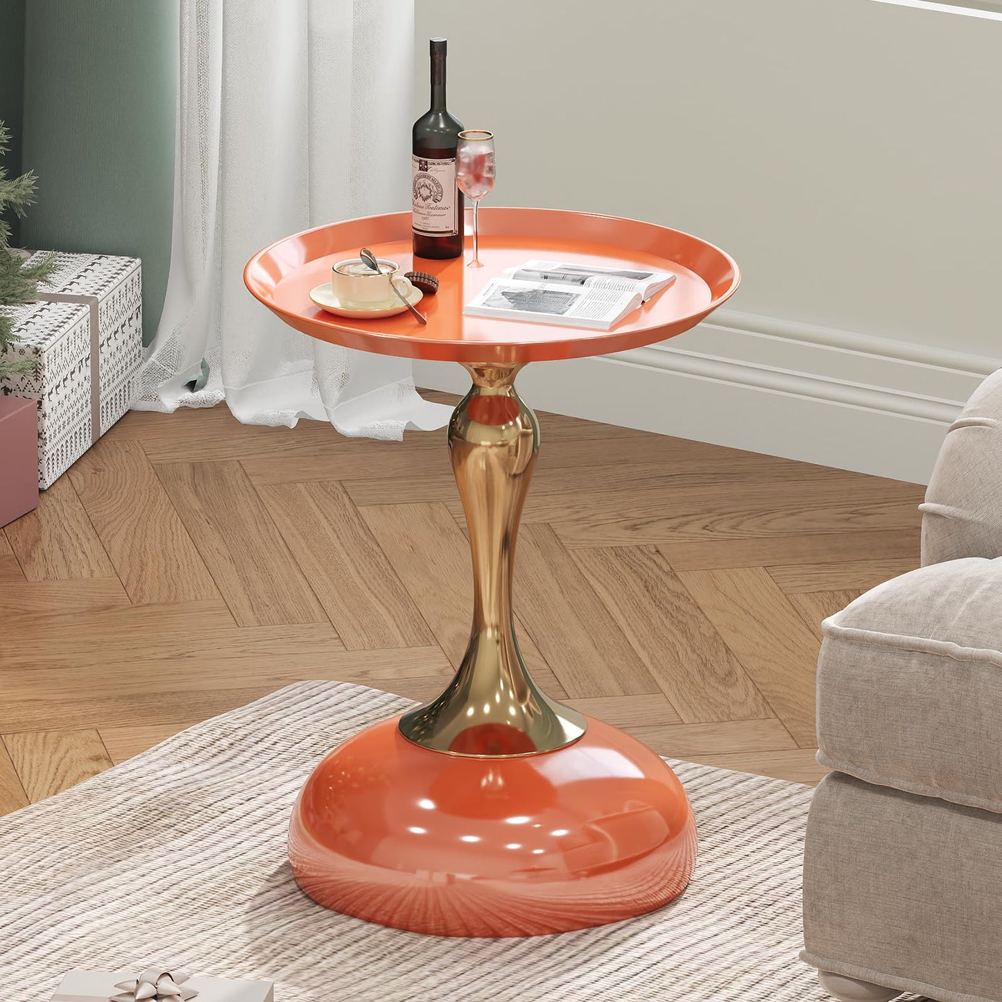 wangbochuan Stylish Hourglass Side Table - Contemporary Design for Living Rooms, Cafes, Dining Areas, Bedrooms, and Outdoor Spaces