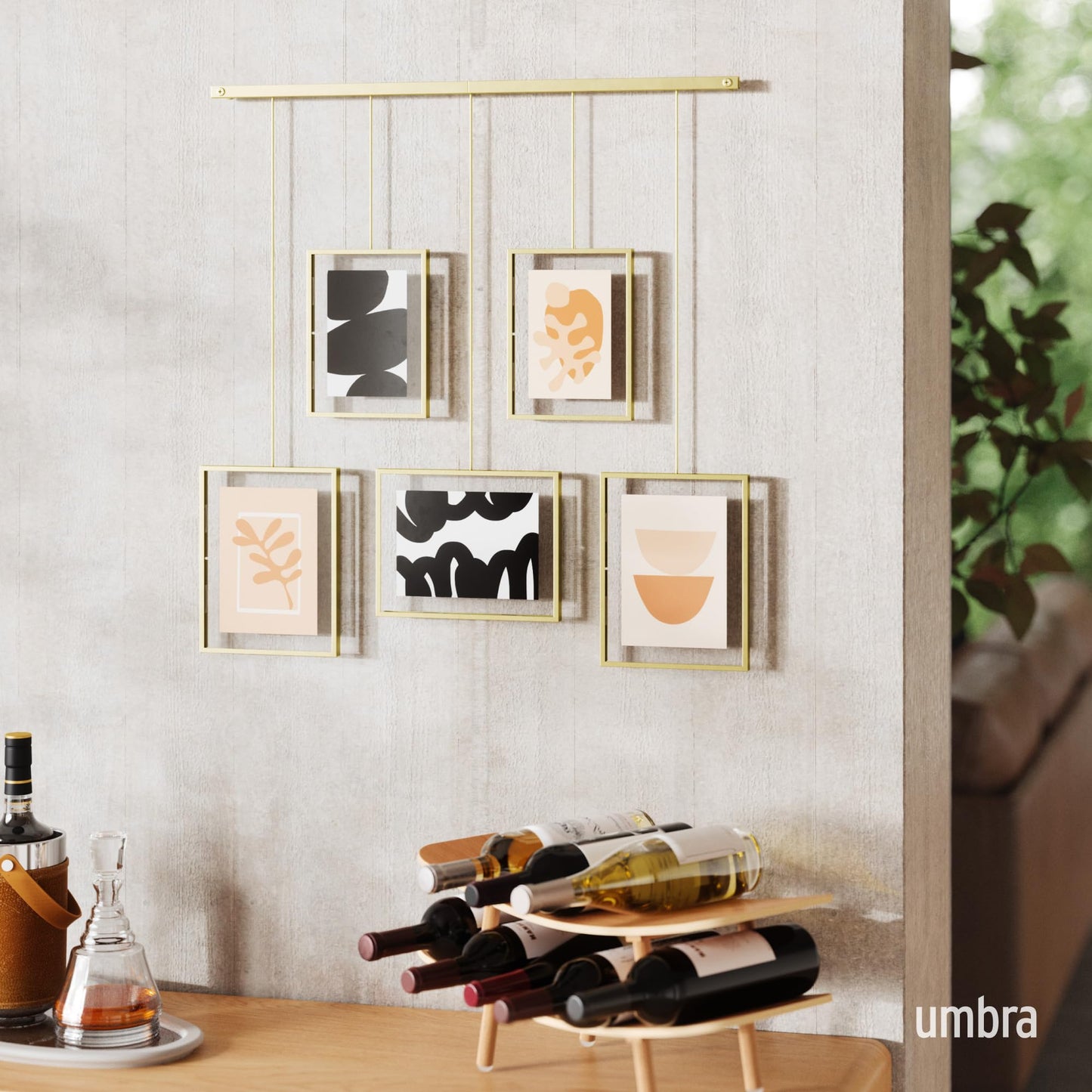 Umbra Exhibit Picture Frame Gallery Set, Adjustable Collage Display for 5 Photos, Prints, Artwork and More, Holds two 4x6" and three 5x7" Photos,